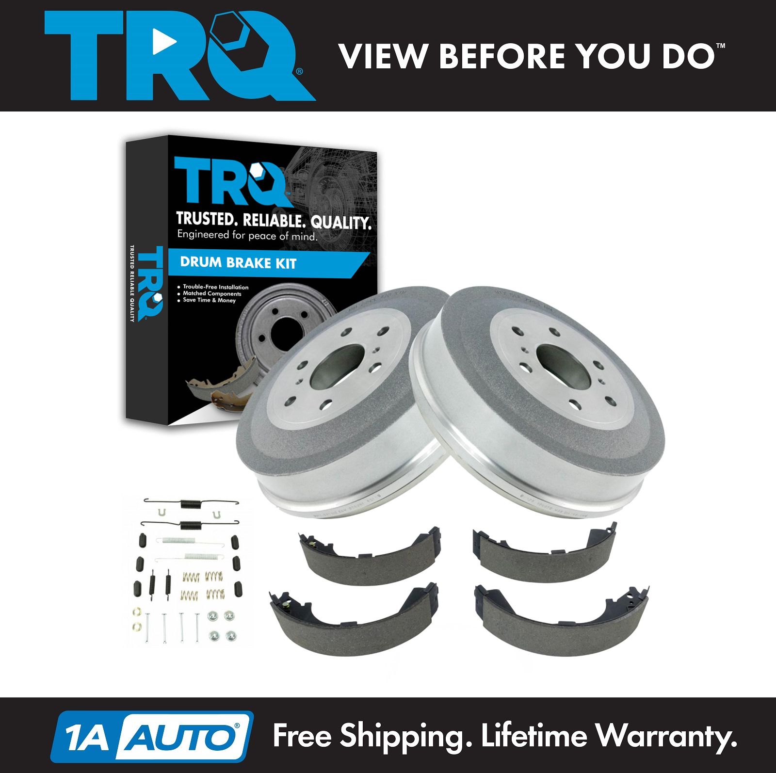 TRQ Rear Brake Drum Shoe & Hardware Kit Compatible With Chevy Silverado 1500 Truck
