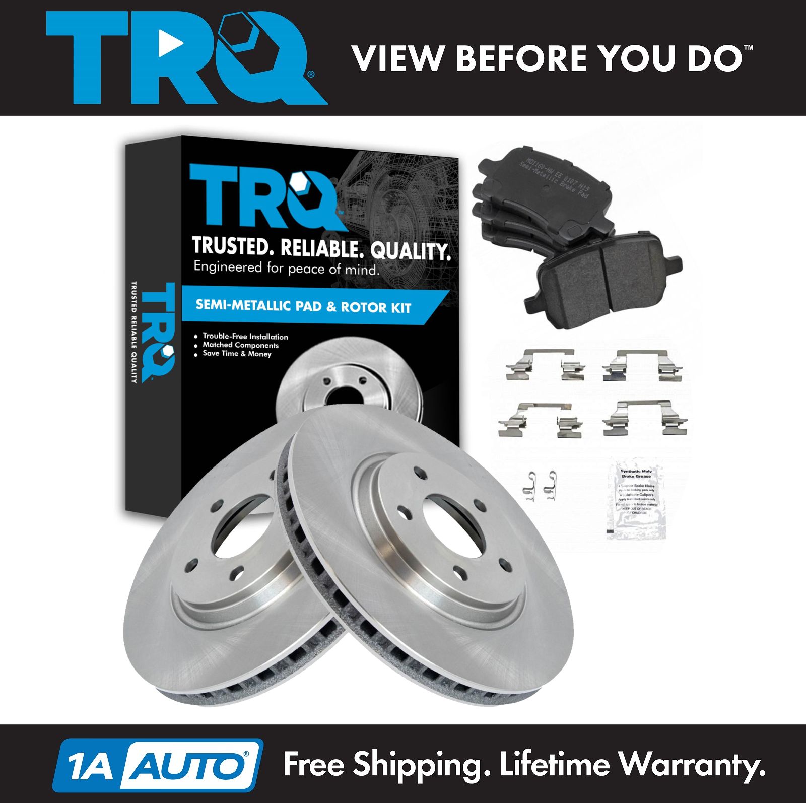 Trq Front Brake Pad And Rotor Kit Premium Semi Metallic For Chevy Pontiac Ebay 