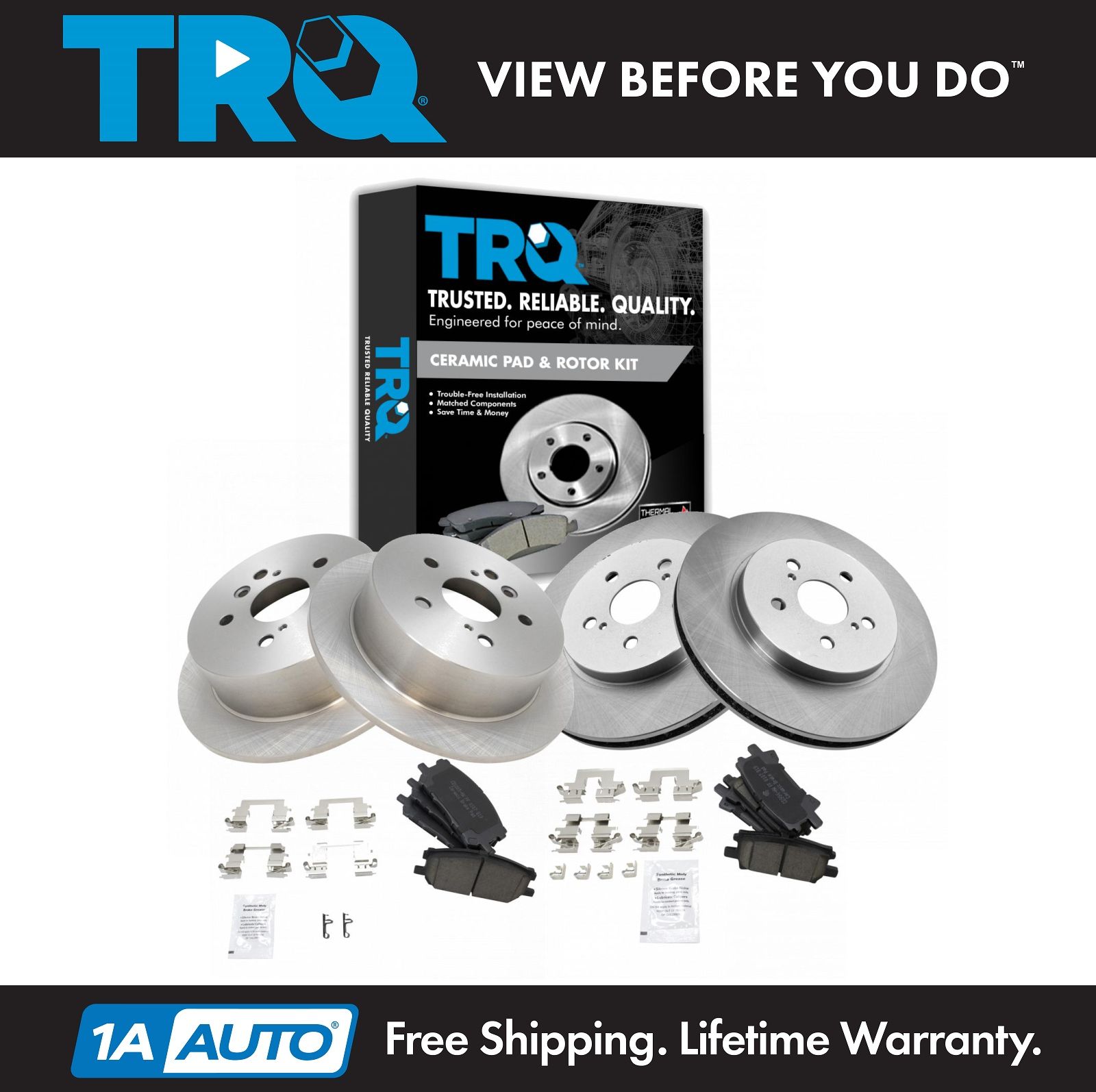 Toyota RX450h RX350 Sienna Front Blank Brake Rotors+Semi-Met Pads For Lexus