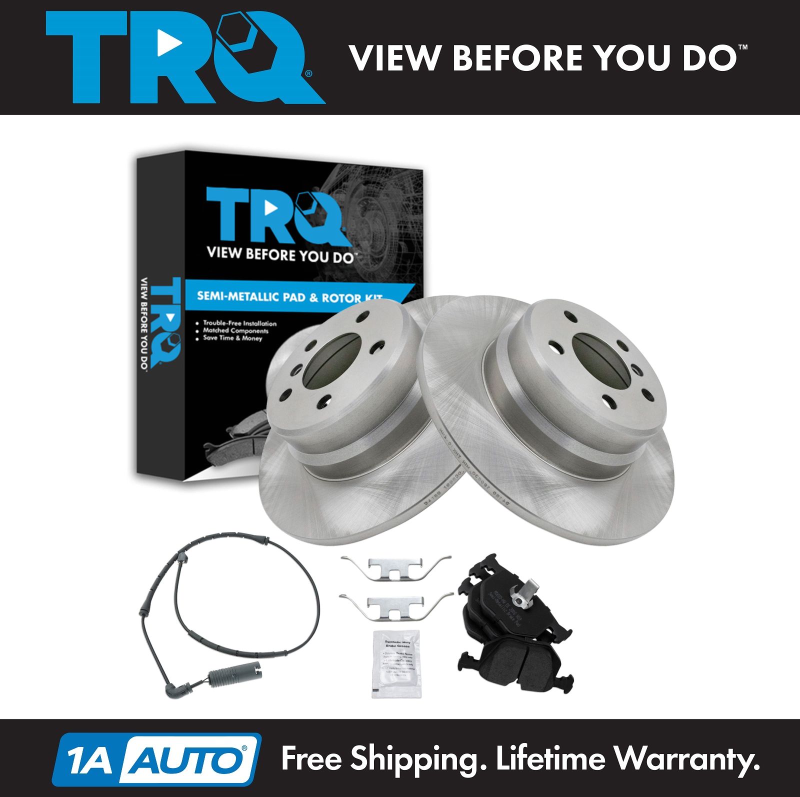 Rear Semi Metallic Disc Brake Pads & Rotor Kit Set for BMW X5 SUV Truck