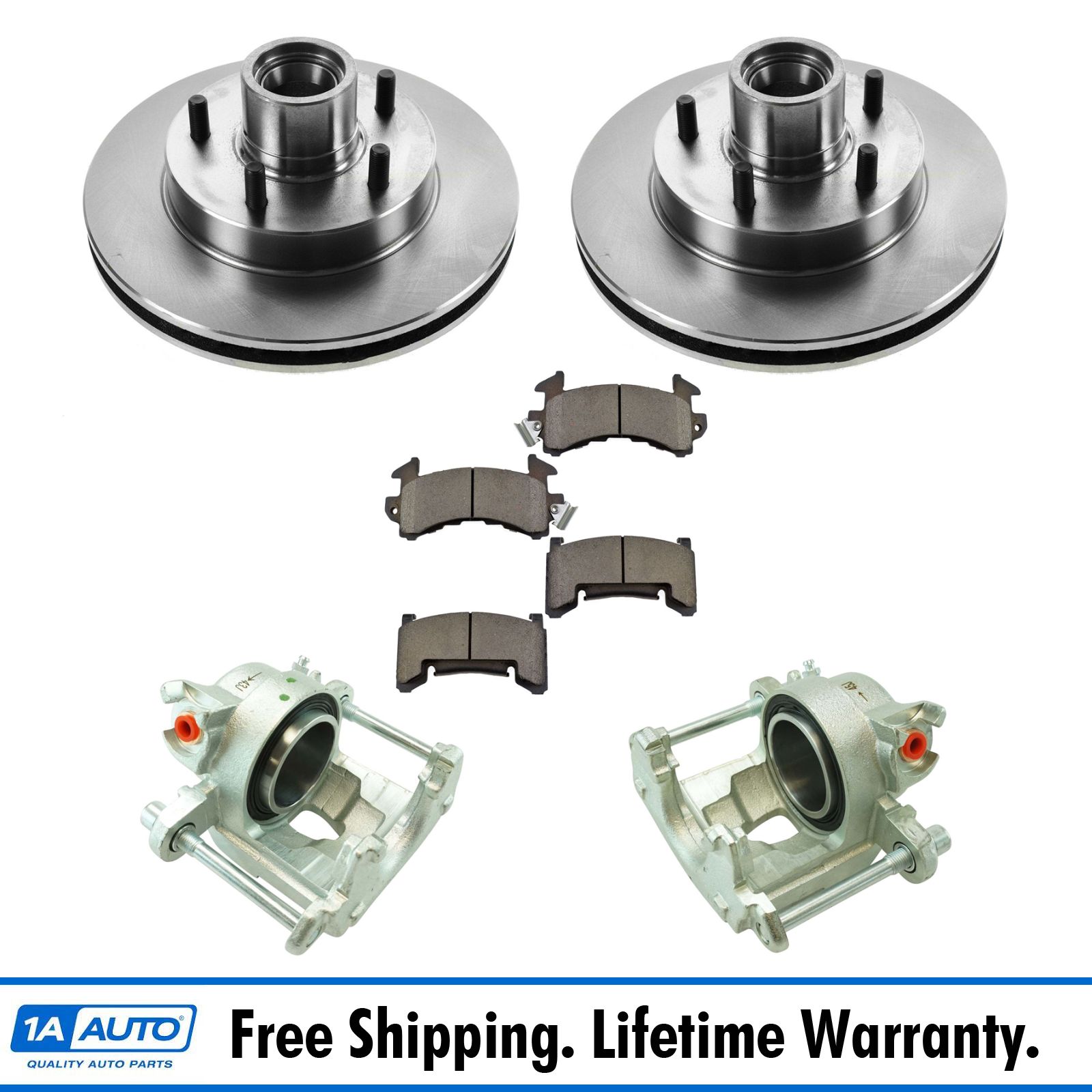 New Disc Brake Caliper Ceramic Pad & Rotor Front Kit for Chevy GMC