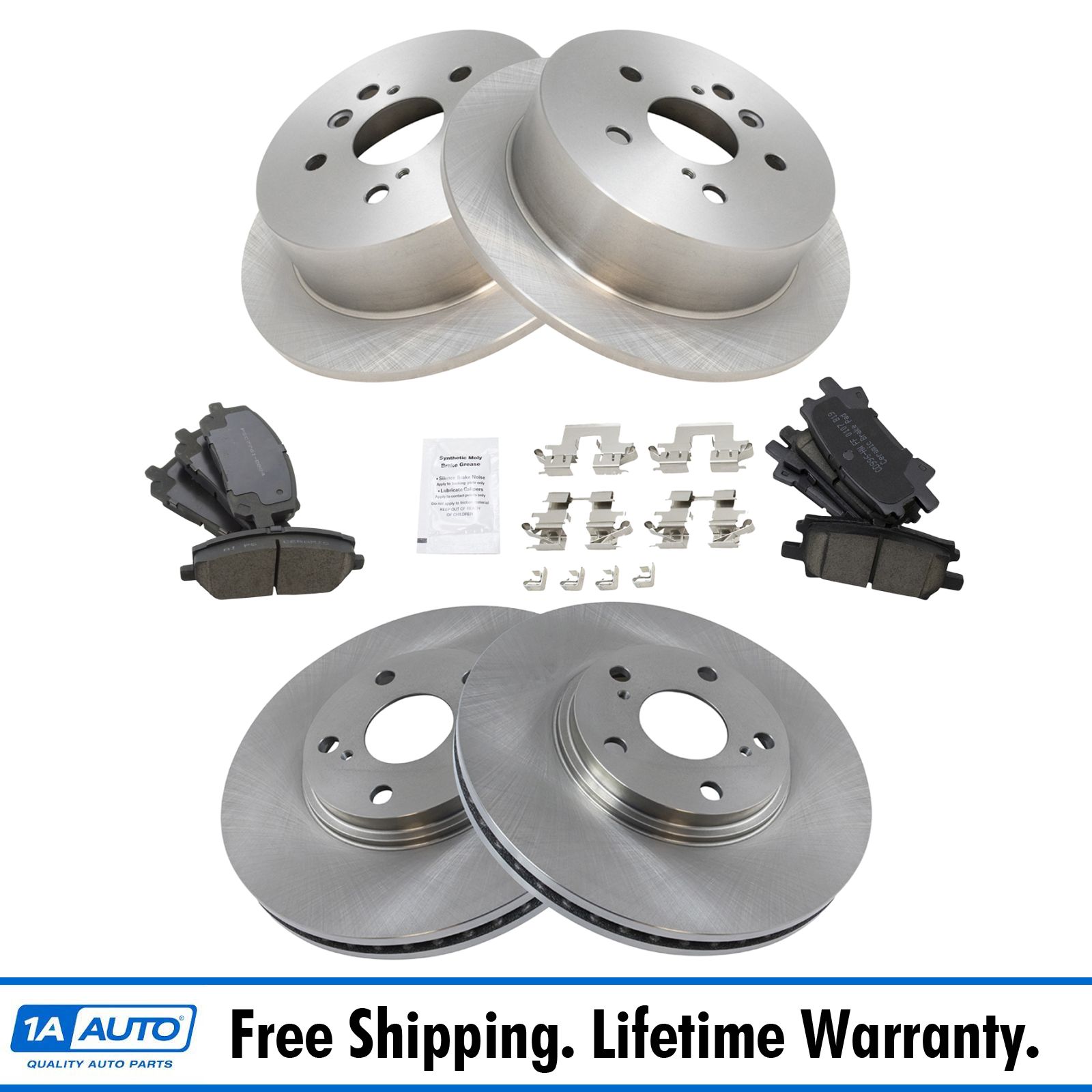 Front & Rear Premium Posi Ceramic Disc Brake Pad & Rotor Kit for
