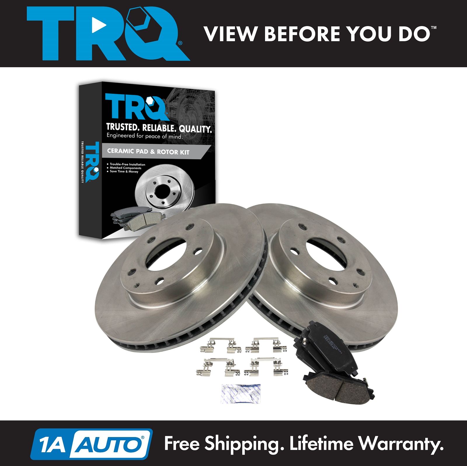 TRQ Front Premium Posi Ceramic Disc Brake Pads & Rotors Kit for Mazda