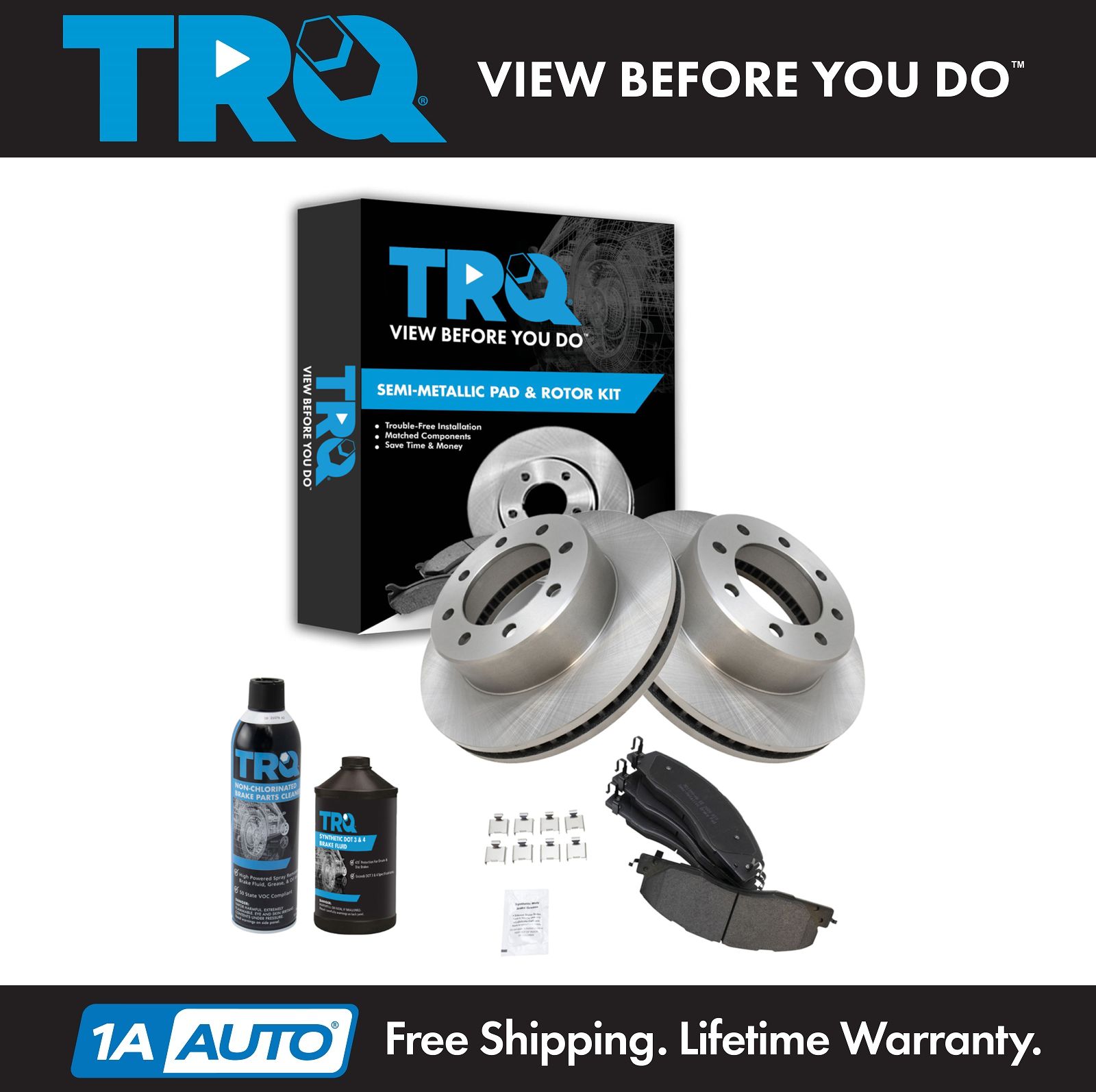 TRQ Front Brake Rotor & Premium Posi Metallic Pad Kit w/Chemicals eBay
