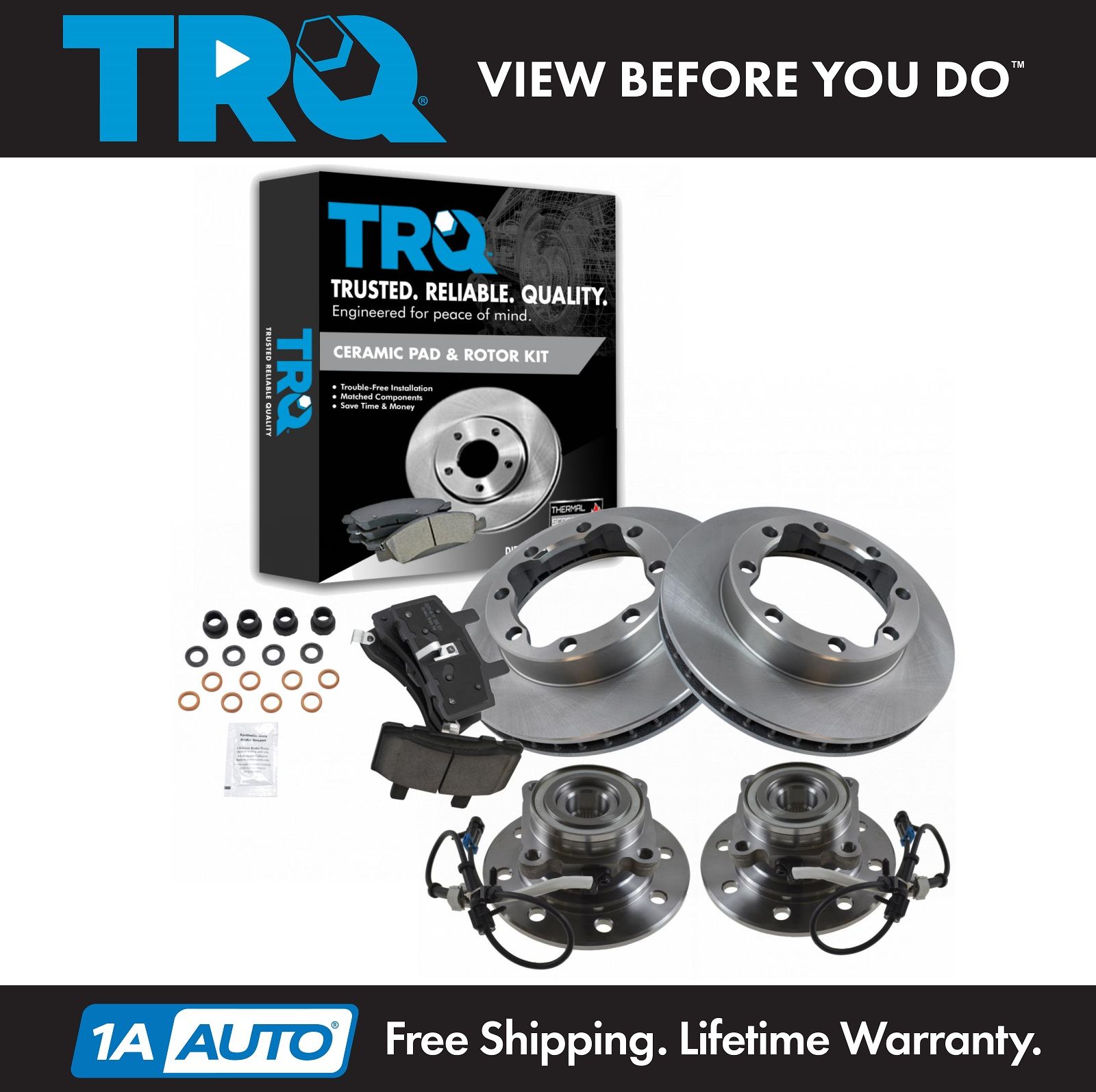 Wheel Hub /& Premium Posi Ceramic Brake Pad Rotor Front Kit for GM SUV Truck
