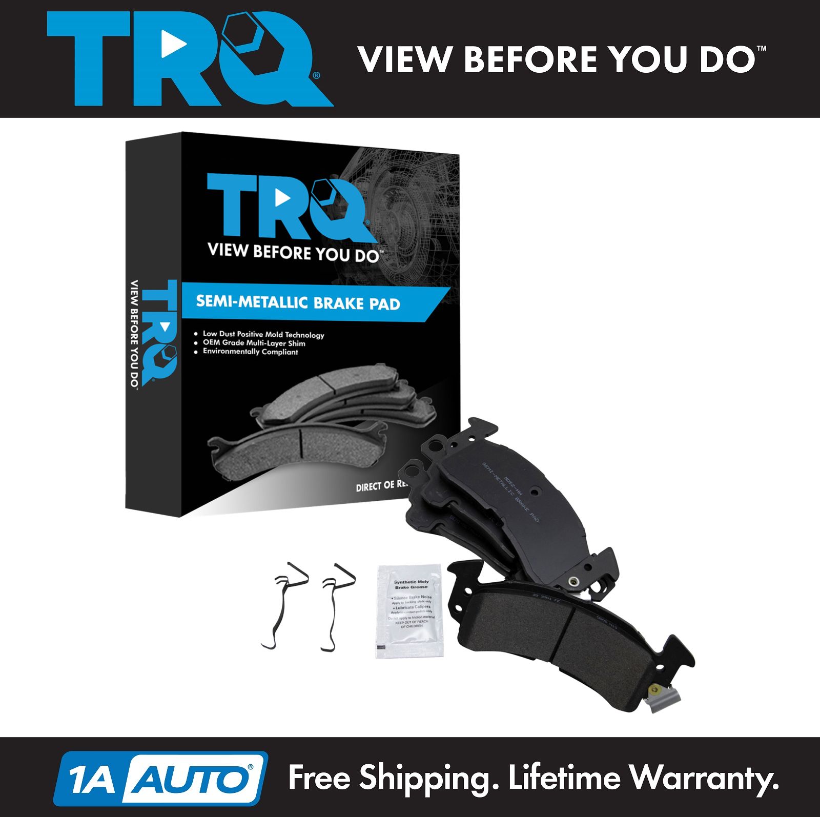Front Metallic Disc Brake Pad 4 Piece Kit Set for Buick Chevy GMC Olds Pontiac