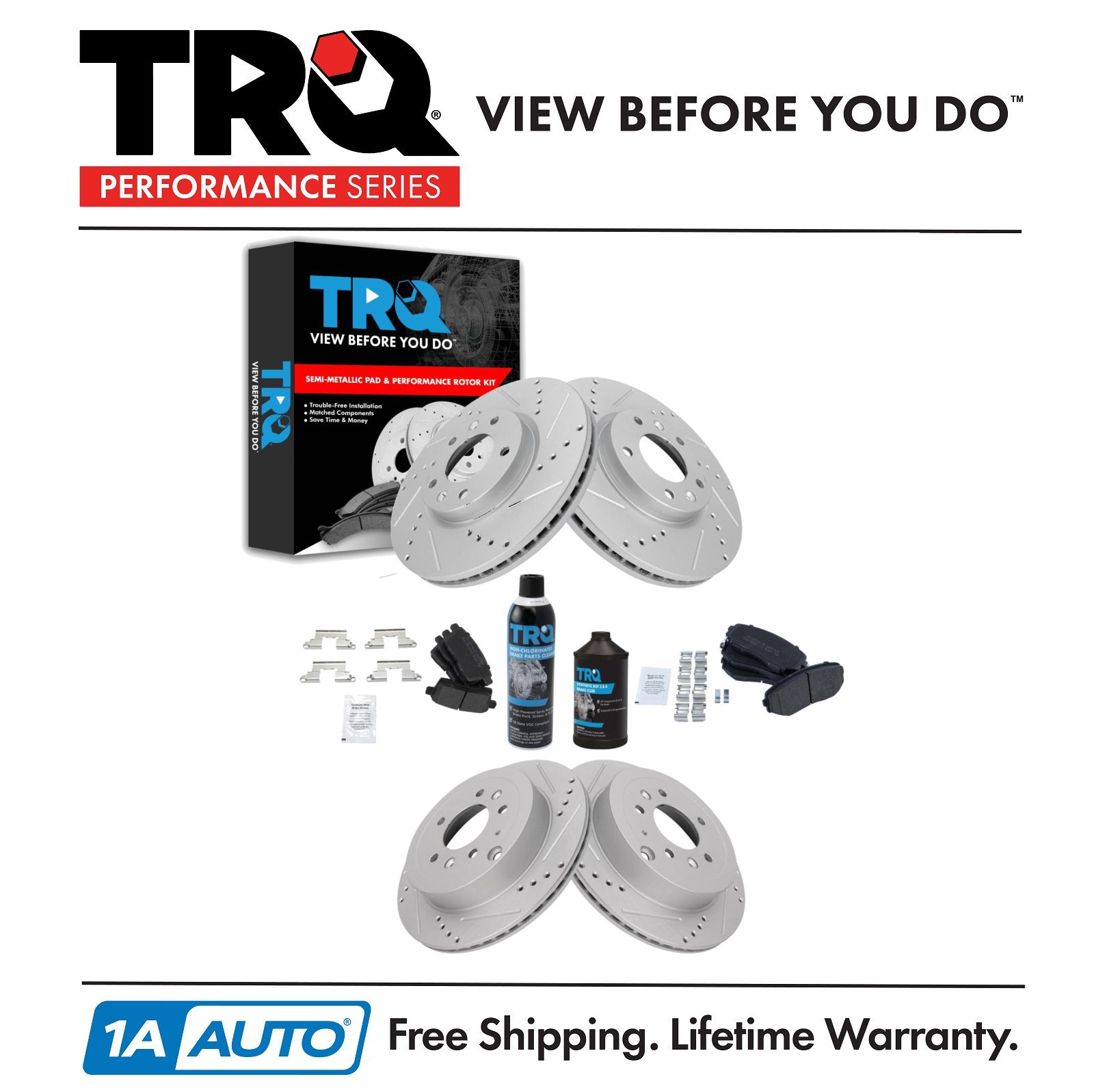 <b>Dot 3 & 4 Semi-Metallic Performance Brake Pad & Rotor Kit</b>