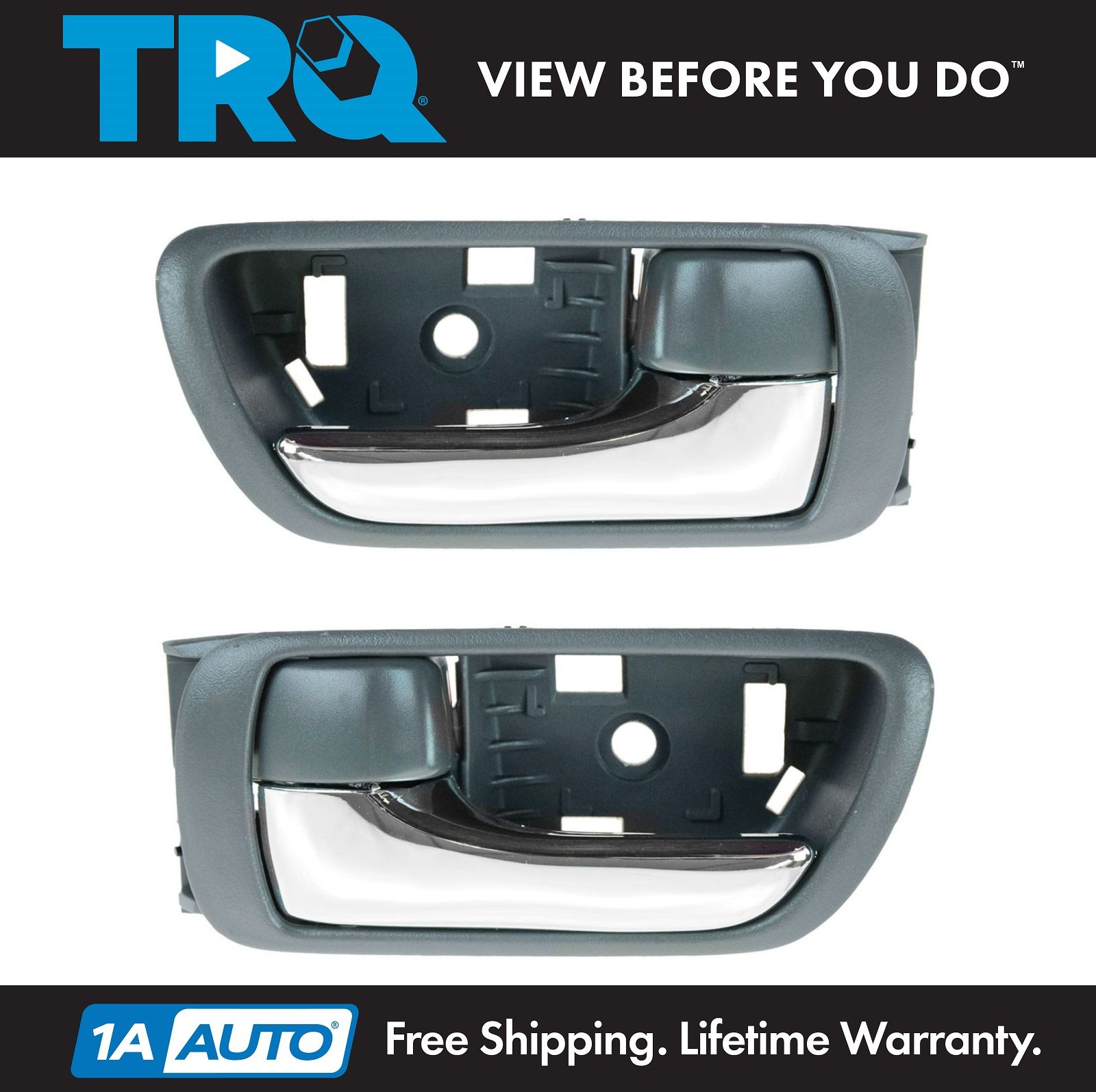 Door Handle Inside Gray Chrome Left & Right Pair Set for 0206 Toyota