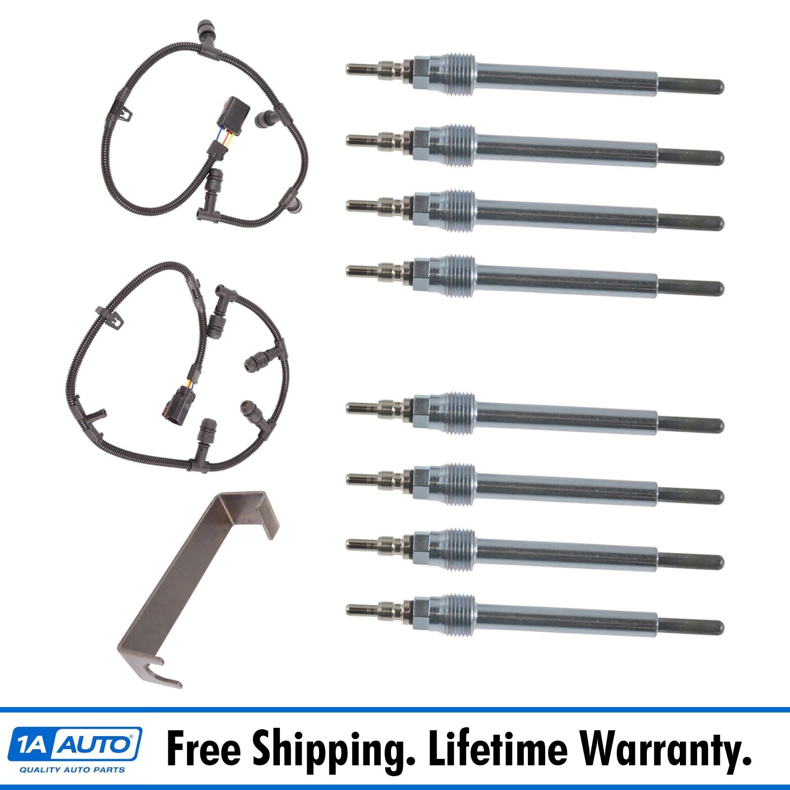 Left & Right Glow Plug Set with Harness & Tool for Ford 6.0L Diesel