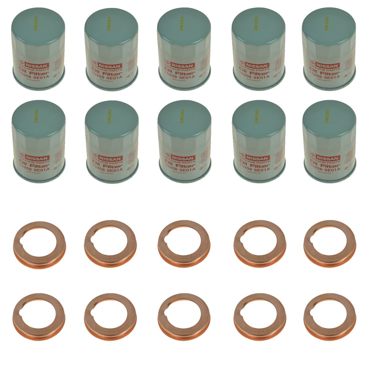 OEM Engine Oil Filter & Drain Plug Gasket Kit Set of 10 for Nissan