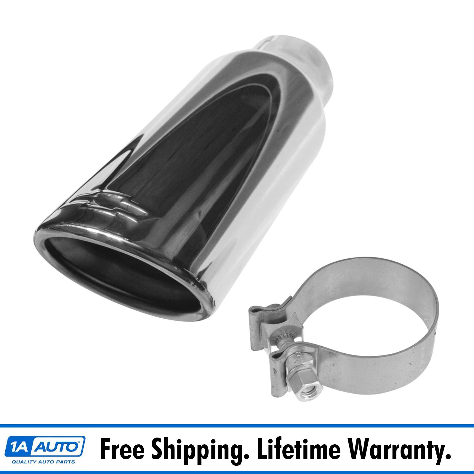 OEM Exhaust Tip & Clamp Chrome Bowtie Etched for Chevy Pickup SUV NEW