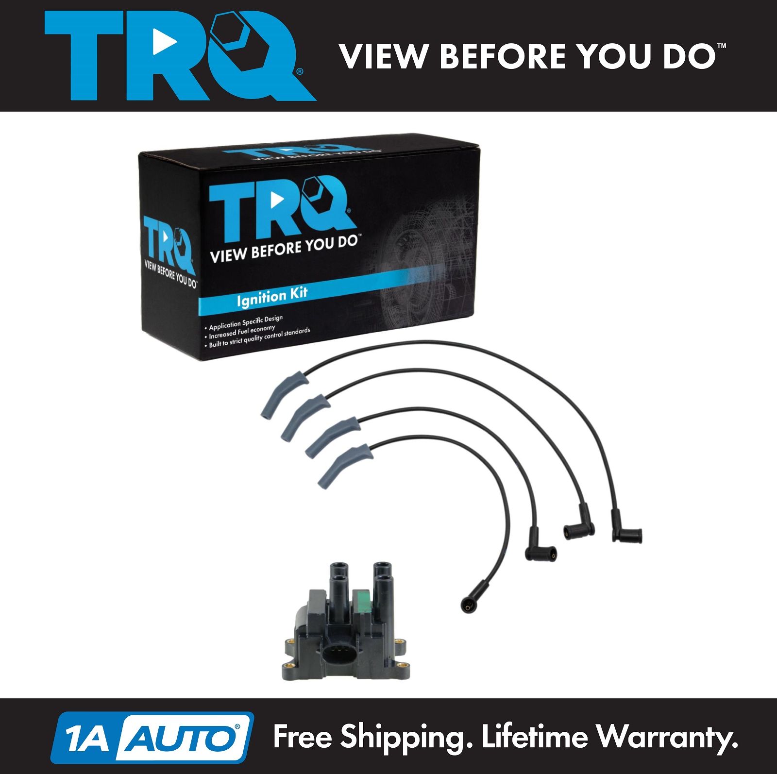 TRQ Ignition Coil & Spark Plug Wire Kit Set for Ford Focus 2.0L SOHC