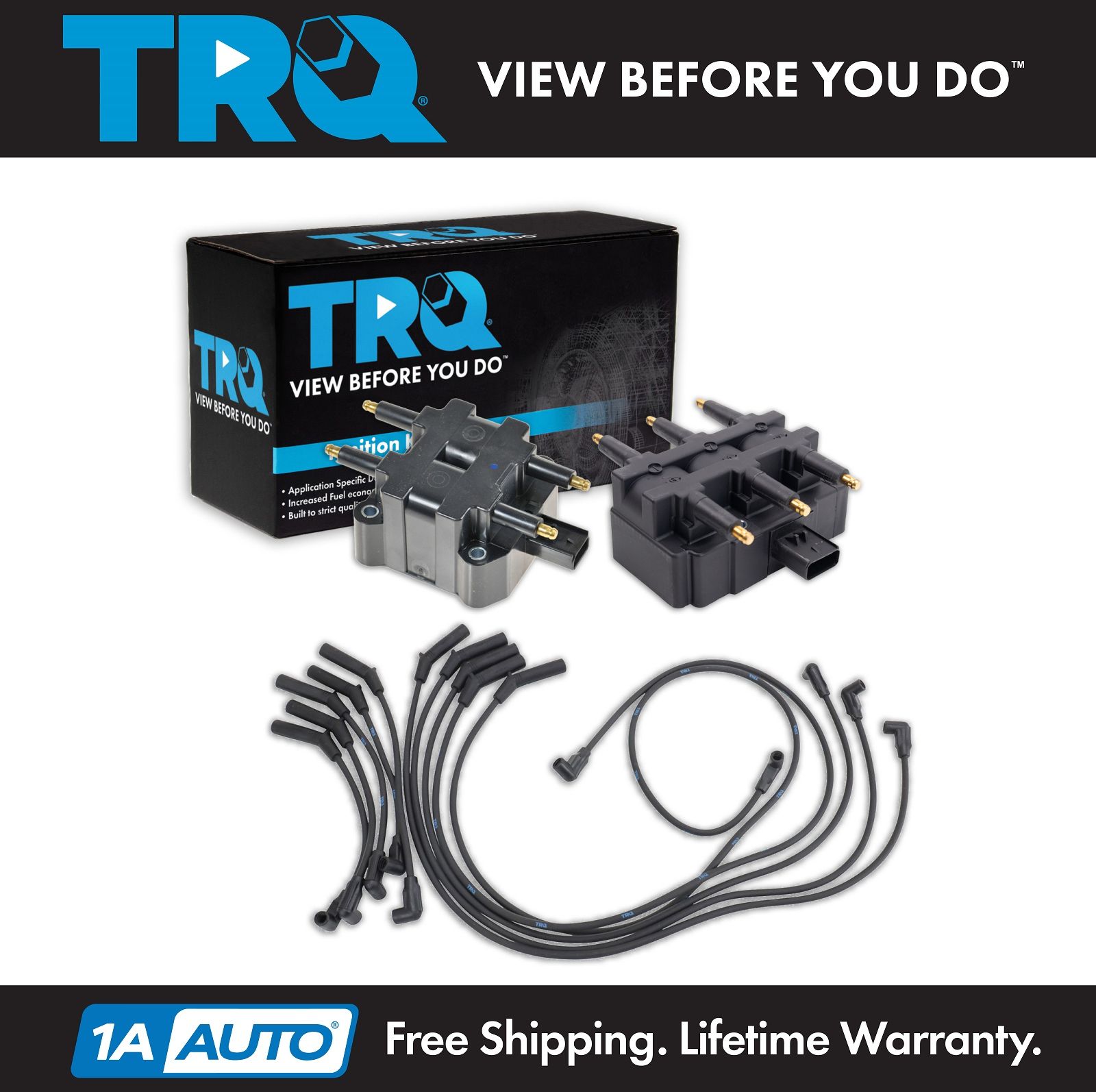 Ignition Coil And Spark Plug Kit 12 Piece - 1997-2003 Dodge Ram 3500 8.0L V10 - TRQ 1997-02531723
