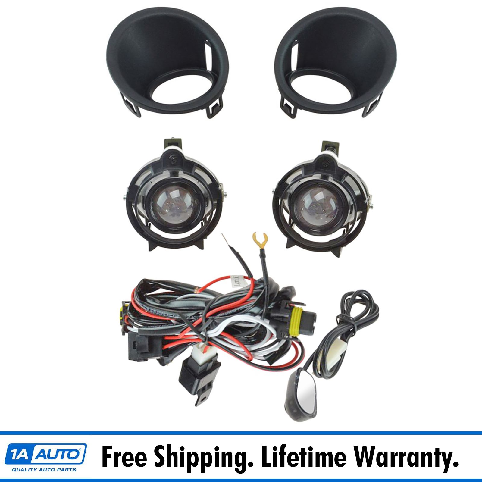 Add On Upgrade Clear Projector Fog Light Bulb Switch Wiring Kit Set for