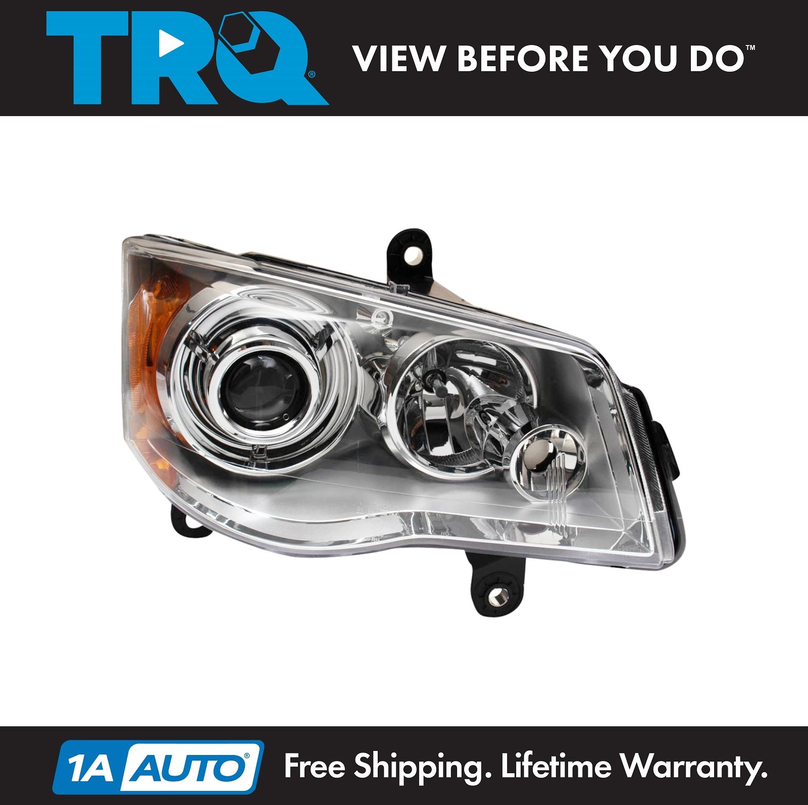 TRQ Right Headlight Assembly HID Passenger Side for Chrysler
