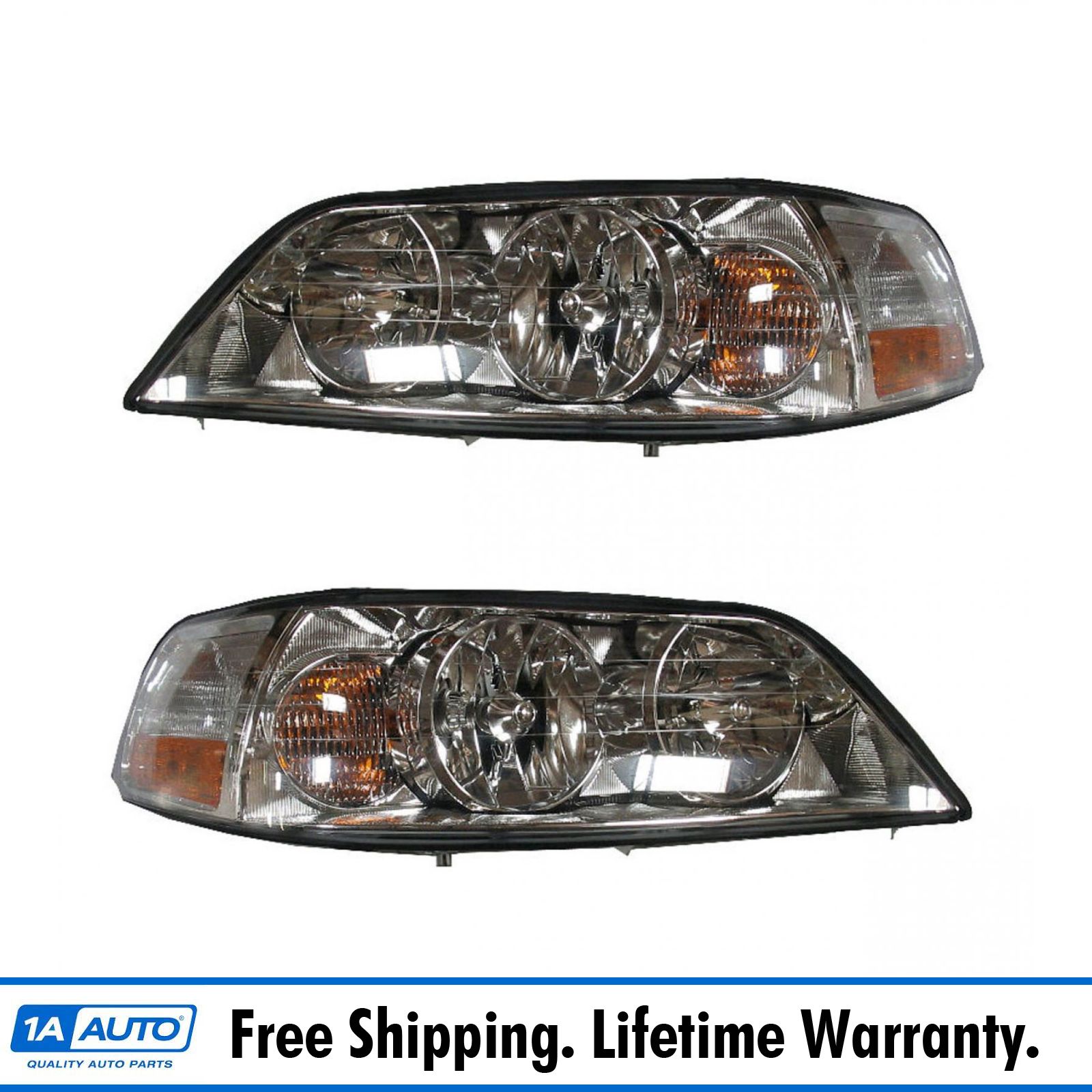 Headlights Headlamps Left & Right Pair Set NEW for 03-04 Lincoln Town