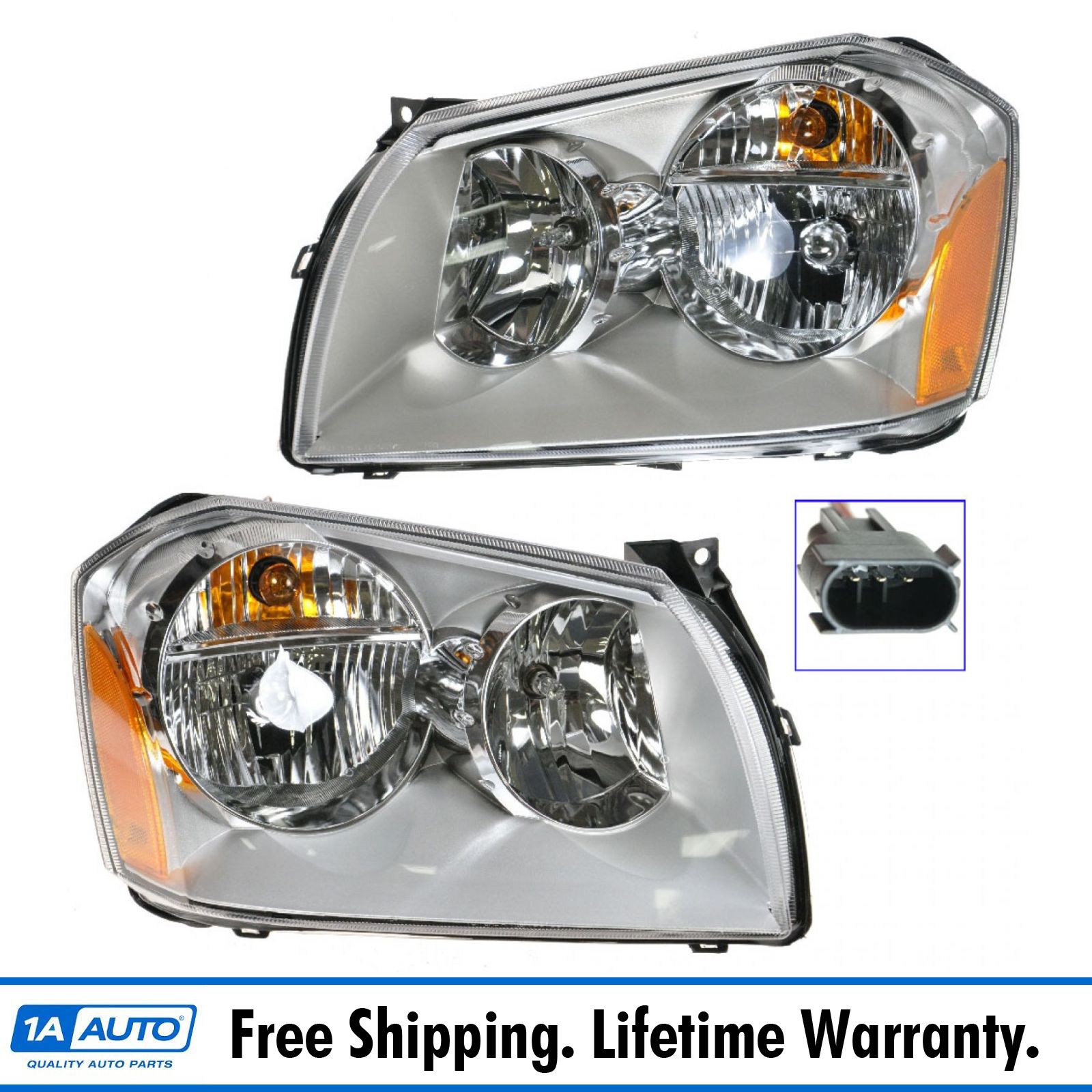 FOR 2005-2007 DODGE MAGNUM New Replacement Chrome Headlight Assembly PAIR