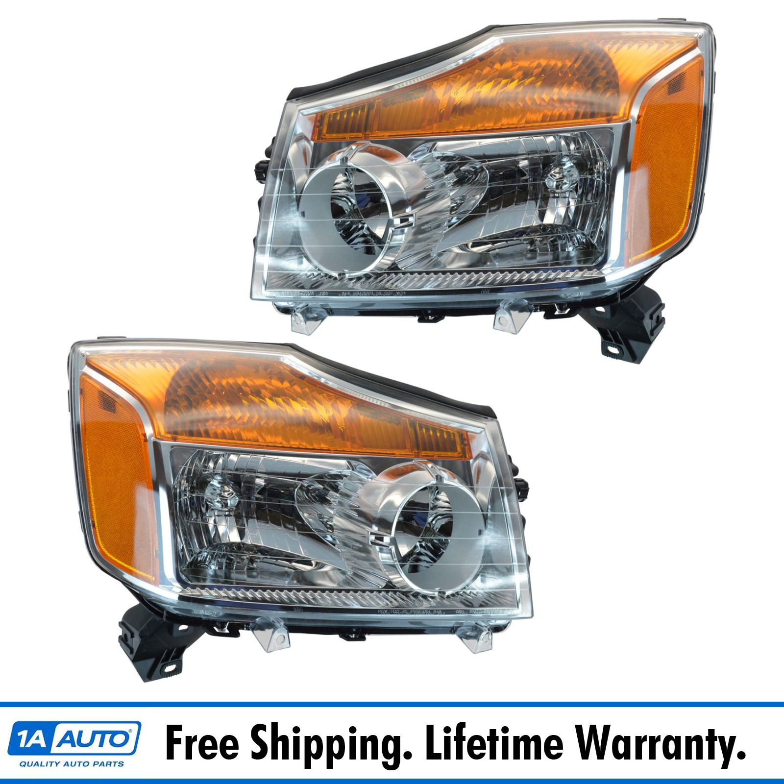 Headlight Headlamp LH Driver RH Passenger Pair Set of 2 for Nissan