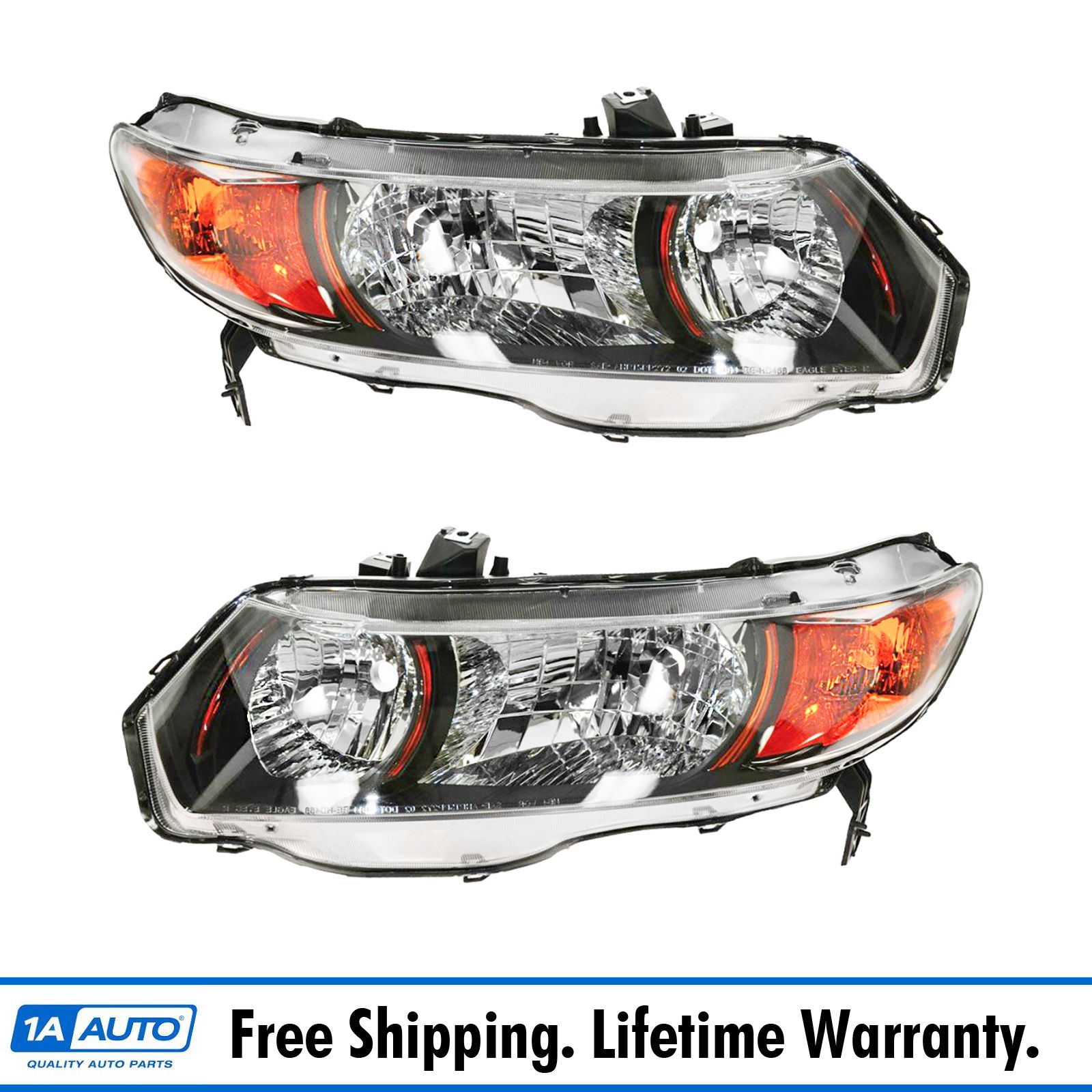 Headlights Headlamps Pair Set Left Right For 06 09 Honda Civic