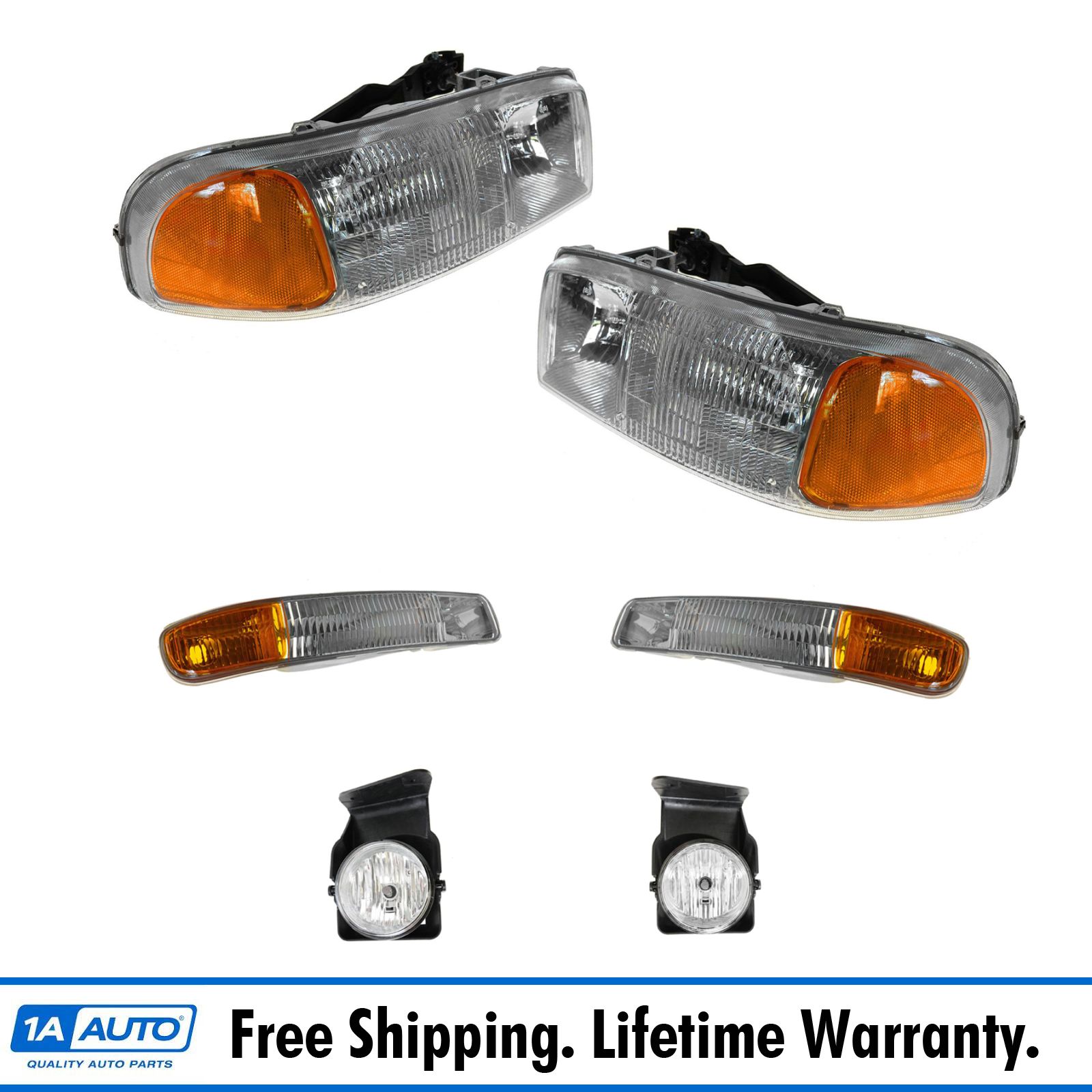 Headlight Parking Fog Driving Light Lamp LH RH Set of 6 for GMC Sierra New