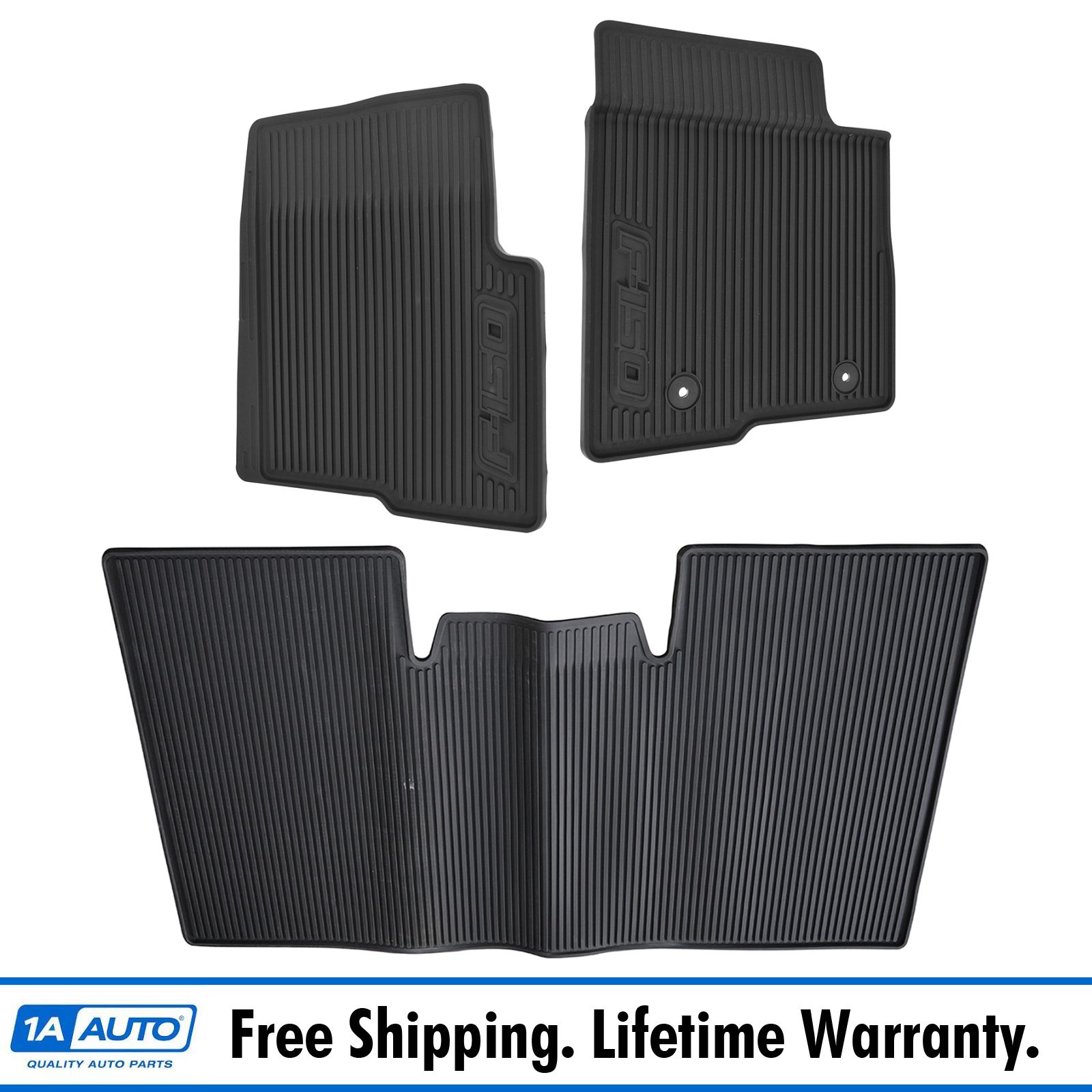 Details About Oem Floor Mat All Weather Molded Vinyl Kit Set Of 3 For 10 14 Ford F150 Crew Cab