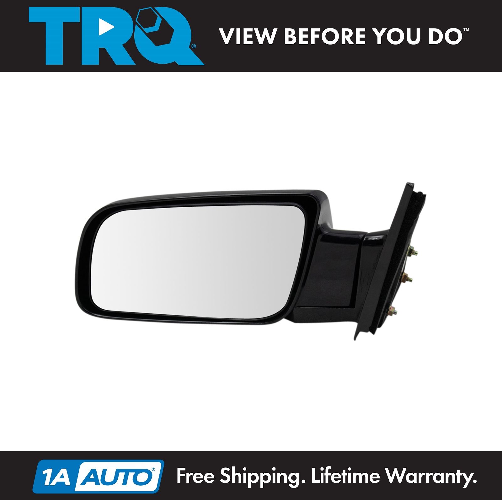 TRQ Side View Mirror Black Folding Manual Driver LH for Chevy GMC C/K