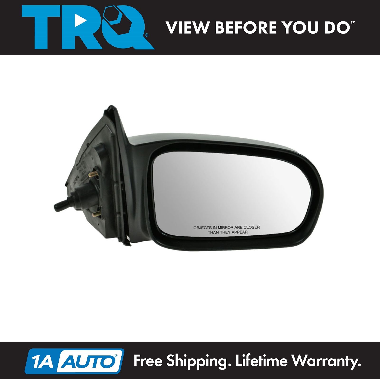 Manual Remote Mirror For 2001-05 Honda Civic Coupe Passenger Side Textured Black
