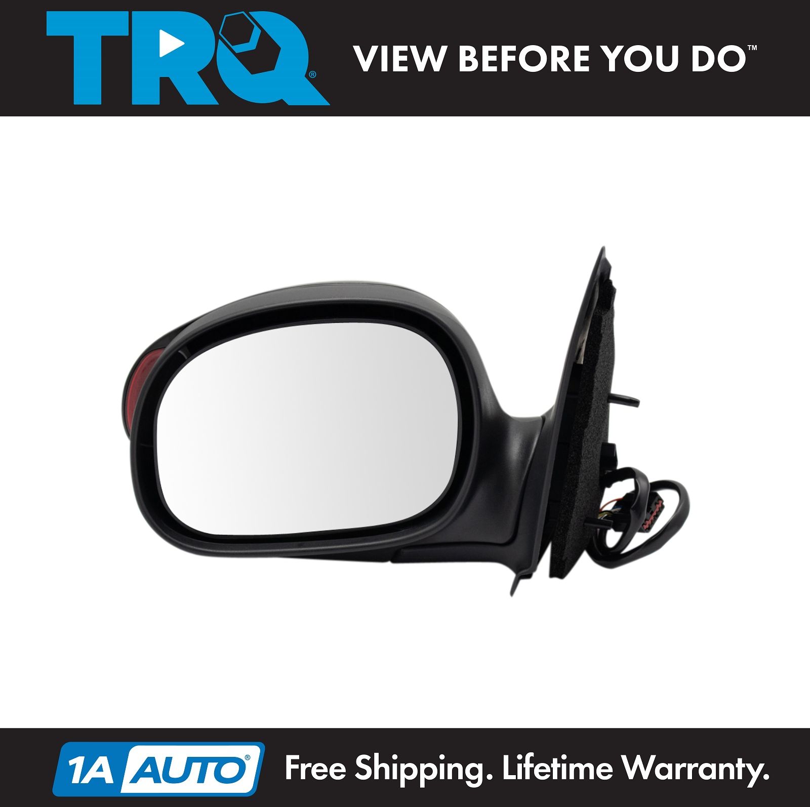Power Side View Mirror - Driver Left For 1998-2004 Ford F150 (Black, Turn Signal, Manual Fold)