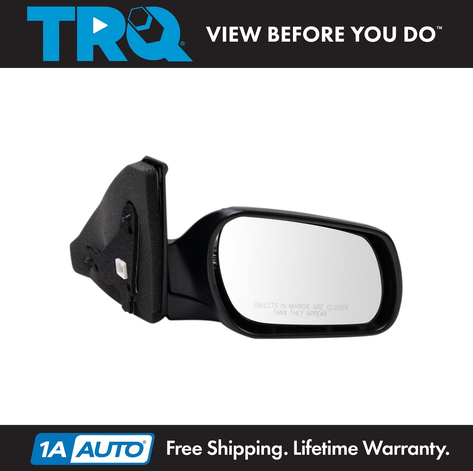 TRQ Mirror Power Heated Signal Smooth Black RH Passenger Side for Hyundai Sonata