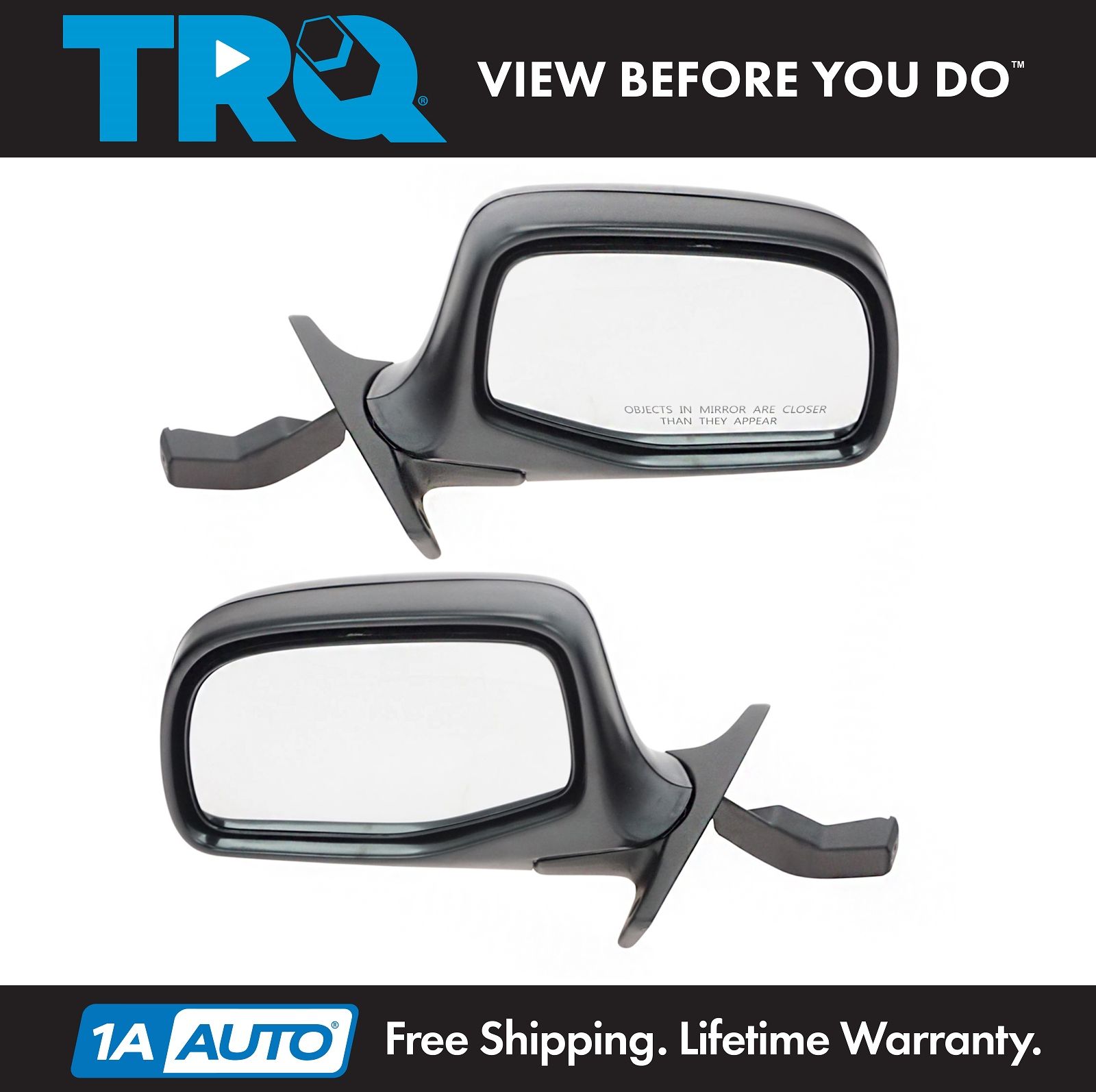 Fits 92 93 94 95 96 Ford F150 F250 F350 Mirror Driver NEW Power Black and Chrome