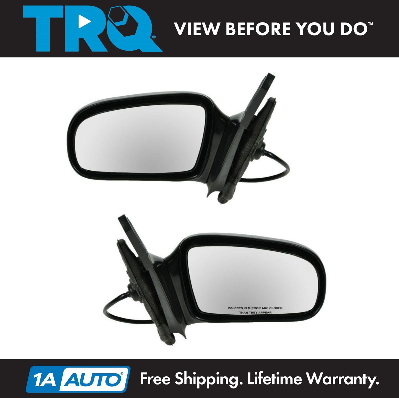 95-05 Chevy Cavalier Pontiac Sunfire Coupe Set Side View Manual Smooth Mirrors