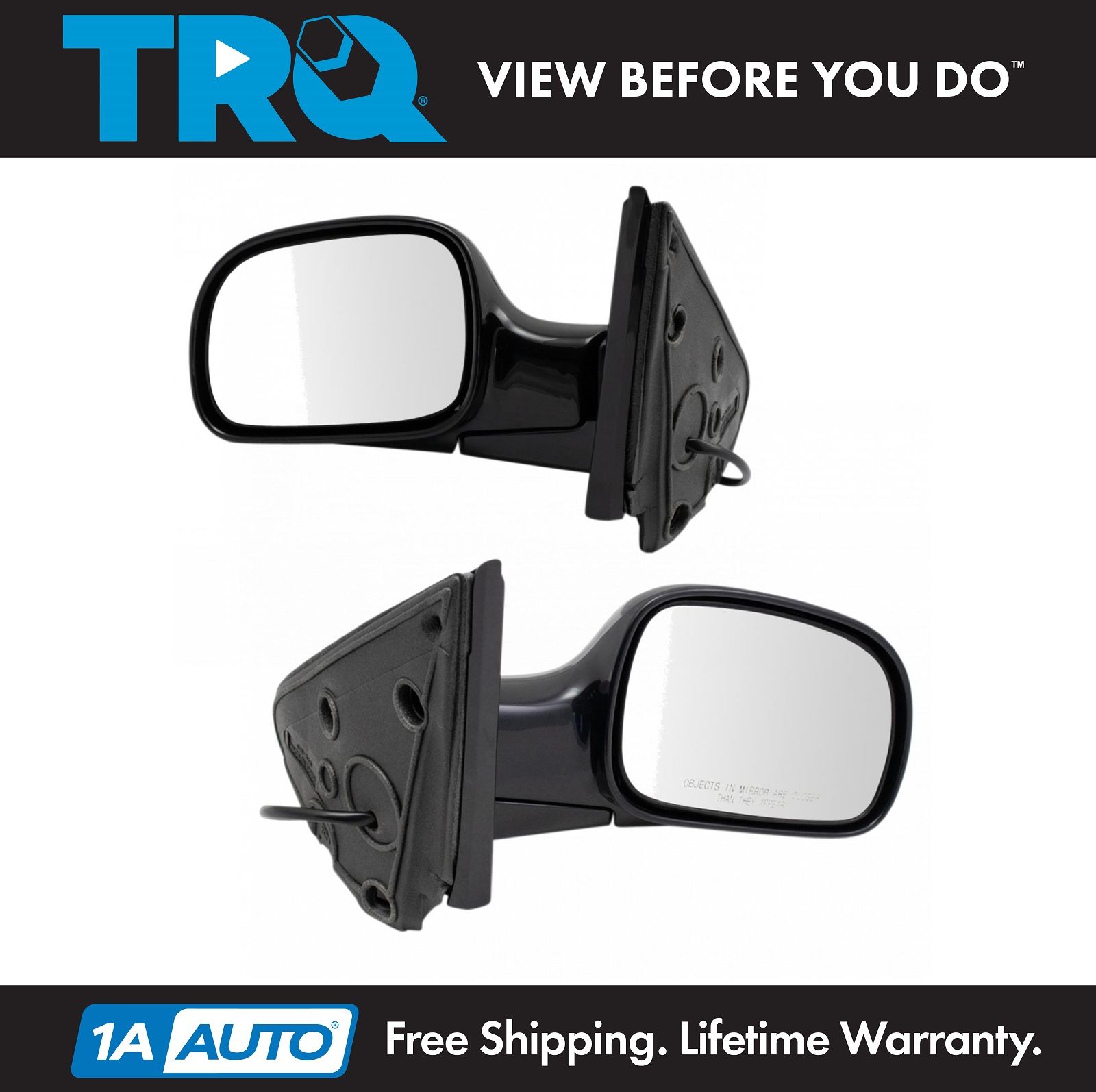 02-05 Grand AM Power Non-Folding Black Rear View Mirror Left Right Side PAIR SET