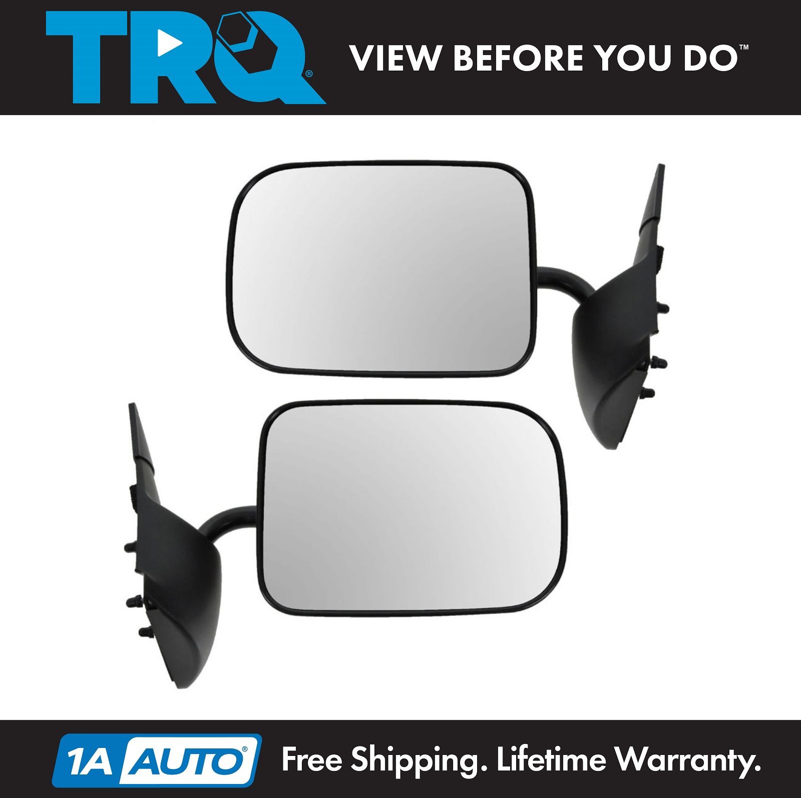 Chrome Manual Side View Mirror Left//Right Pair Set for 94-97 Ram Pickup Truck