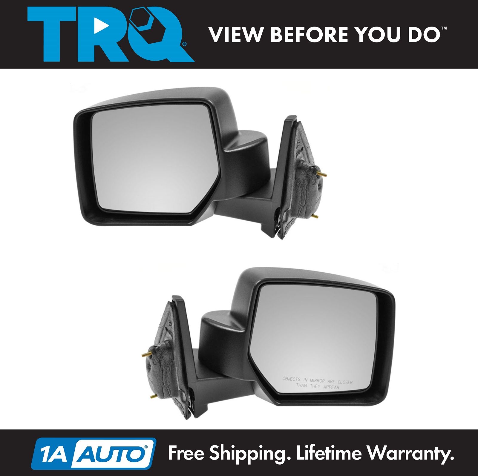 Side View Mirrors Manual Textured Black LH & RH Pair Set for 0717 Jeep