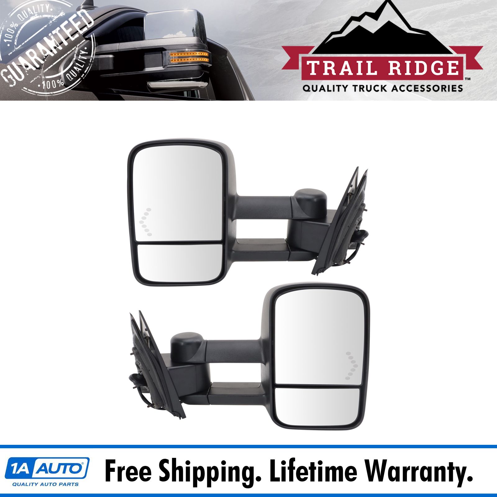 <b>2 Piece Power Textured Black Towing Mirror Set</b>