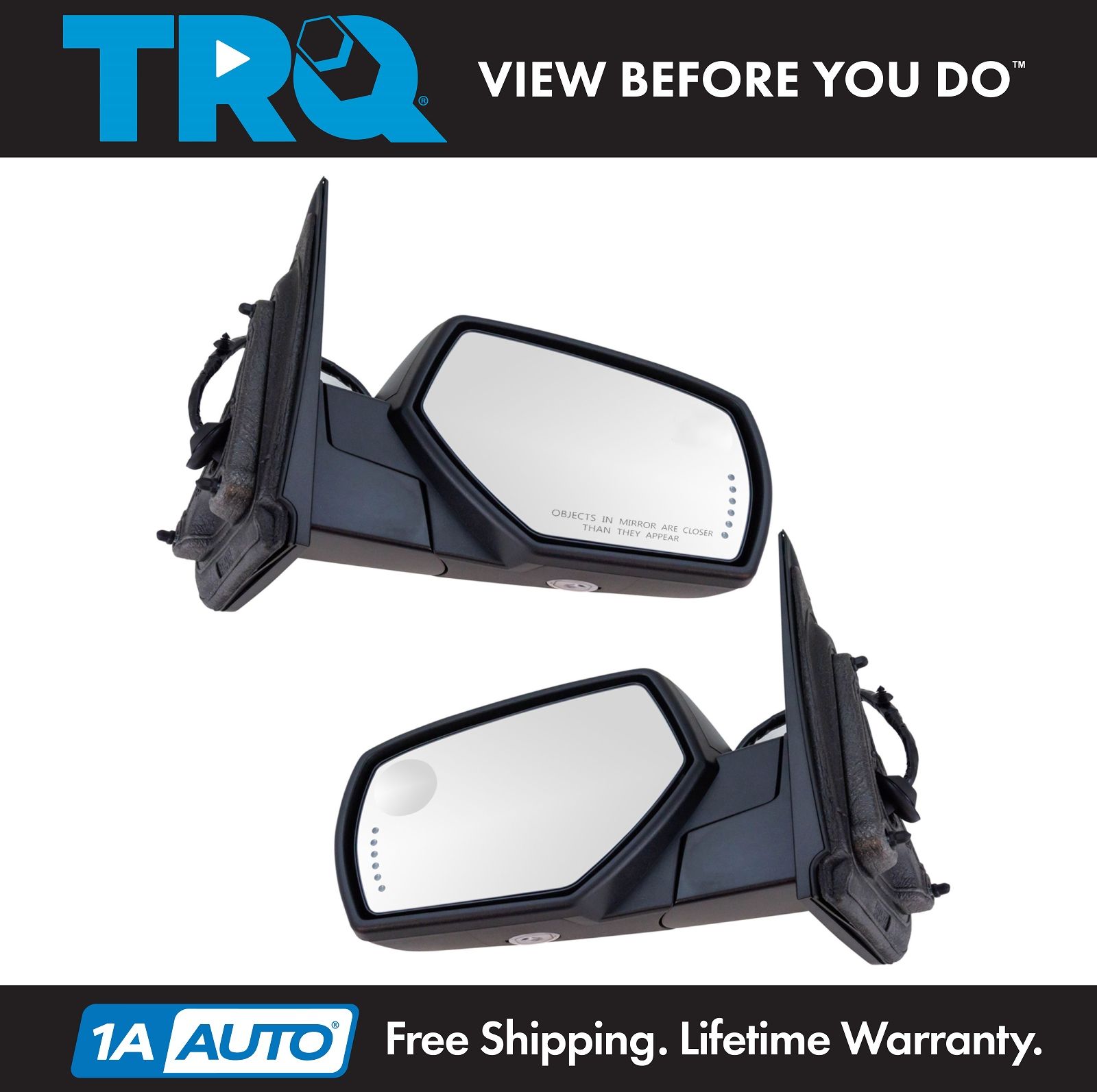 Side View Mirrors Power Heated Chrome Folding Memory Pair Set for Chevy GMC