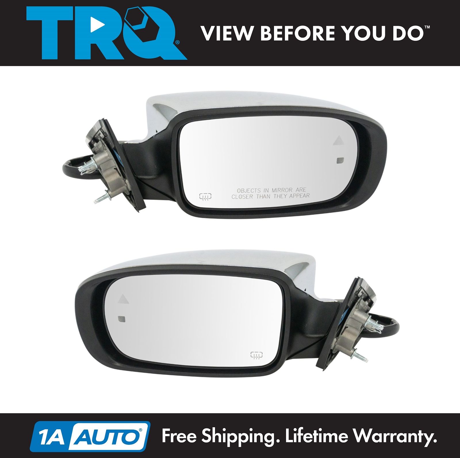 <b>2 Piece Power Heated Chrome Mirror Set</b>