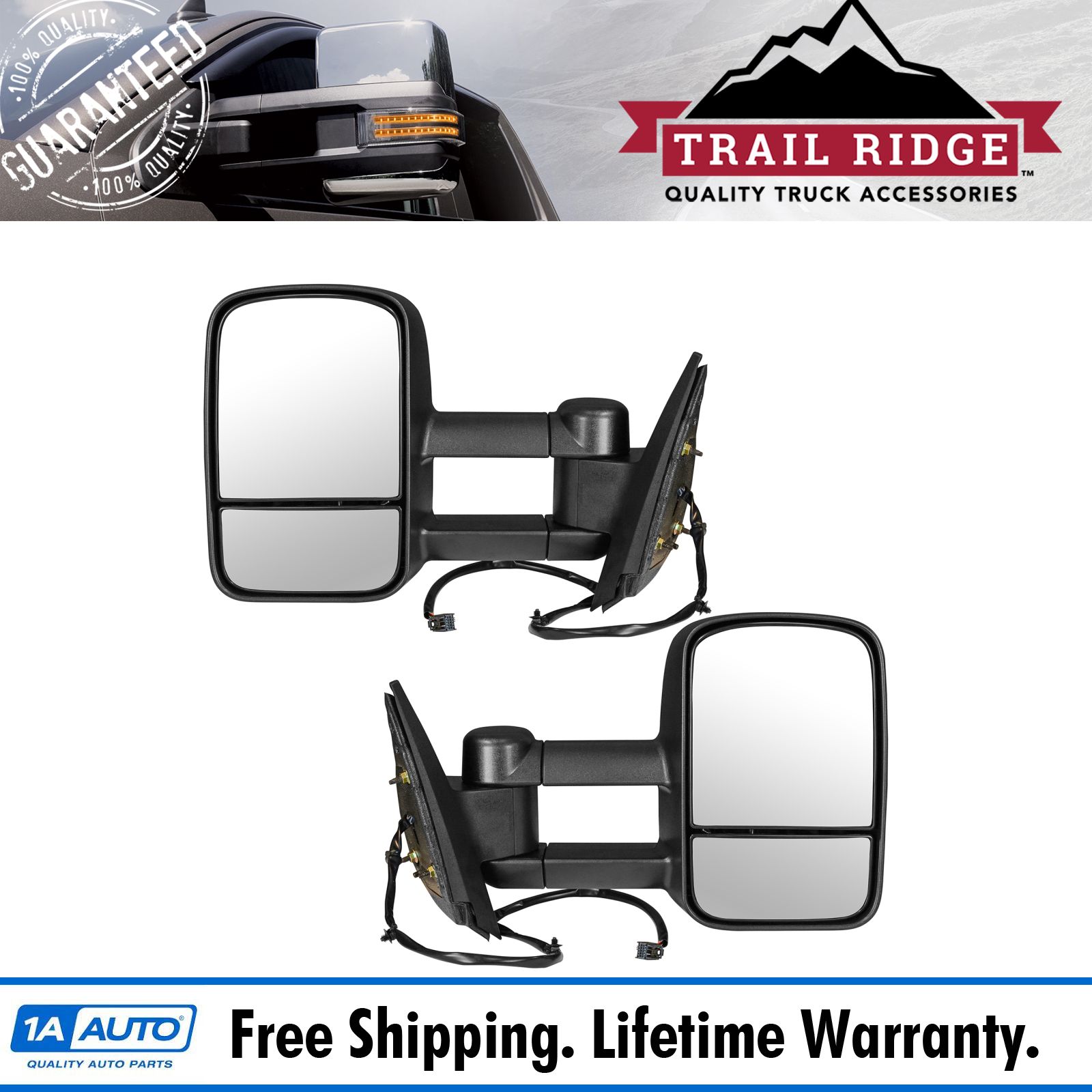 Trail Ridge Towing Mirror Power Heated Signal Pair Set for Dodge Ram Pickup New