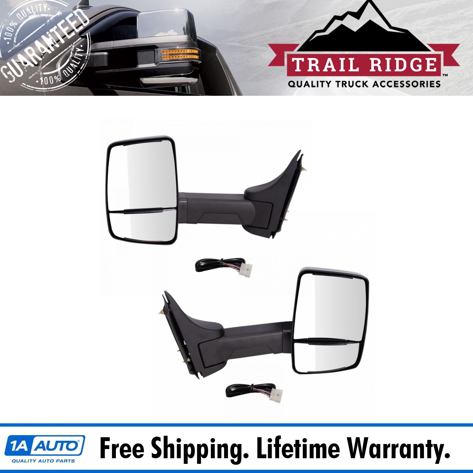 <b>2 Piece Power Heated Textured Black Towing Mirror Set</b>