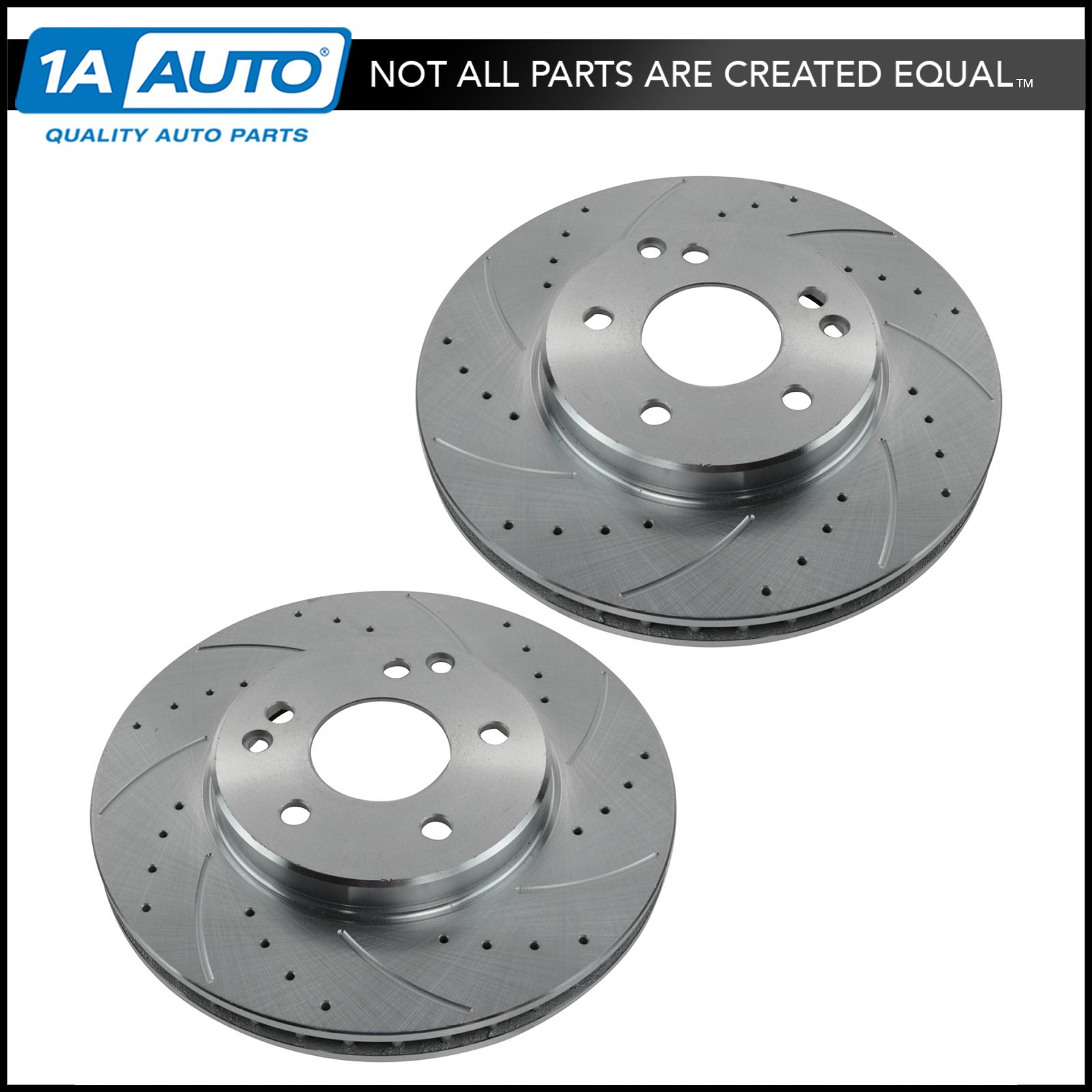 Motors TRQ Performance Drilled Slotted Front Coated Brake Rotor Pair