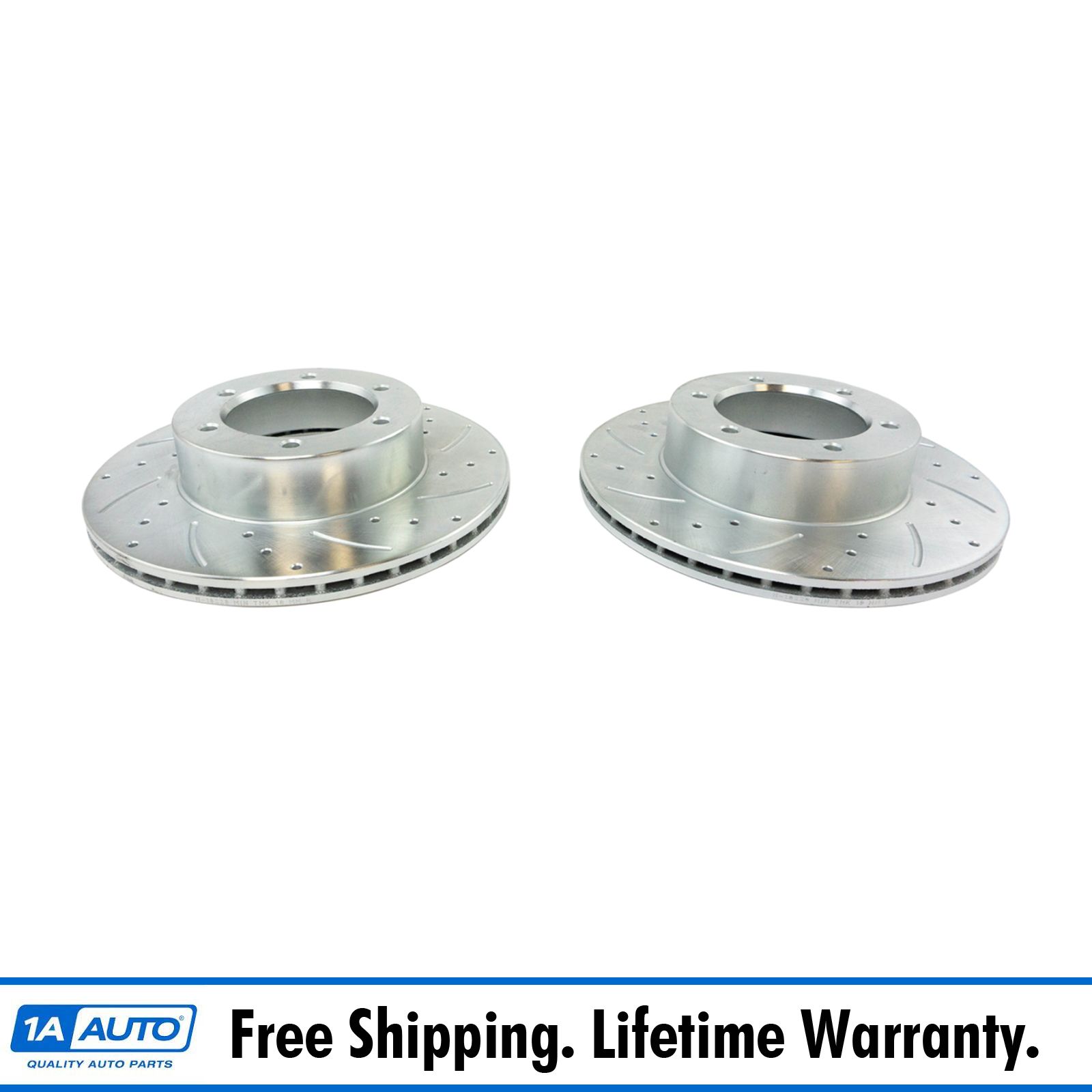 Front Performance Drilled Slotted & Coated Brake Rotor Pair for Toyota