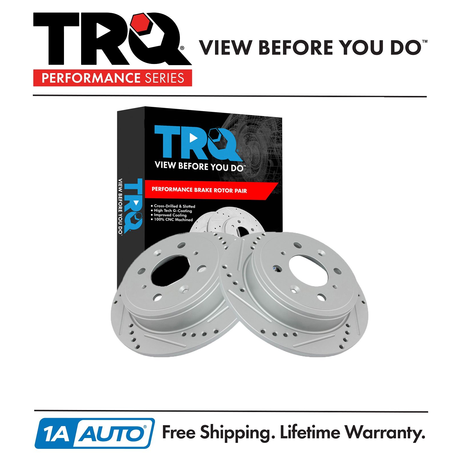 TRQ Brake Rotor Performance Drilled Slotted Rear Pair Set for Acura