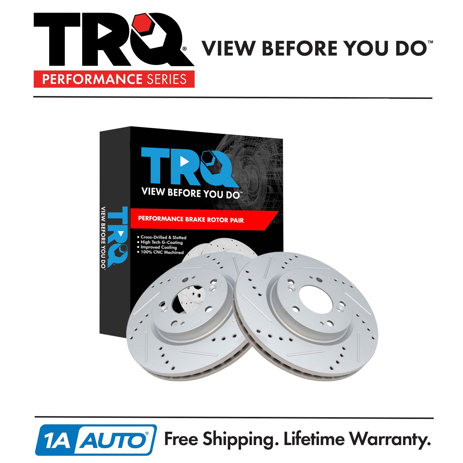 4 Black Coated Cross-Drilled Disc Brake Rotors Front+Rear Kit 6lug GMC Chevrolet High-End 8 Ceramic Pads