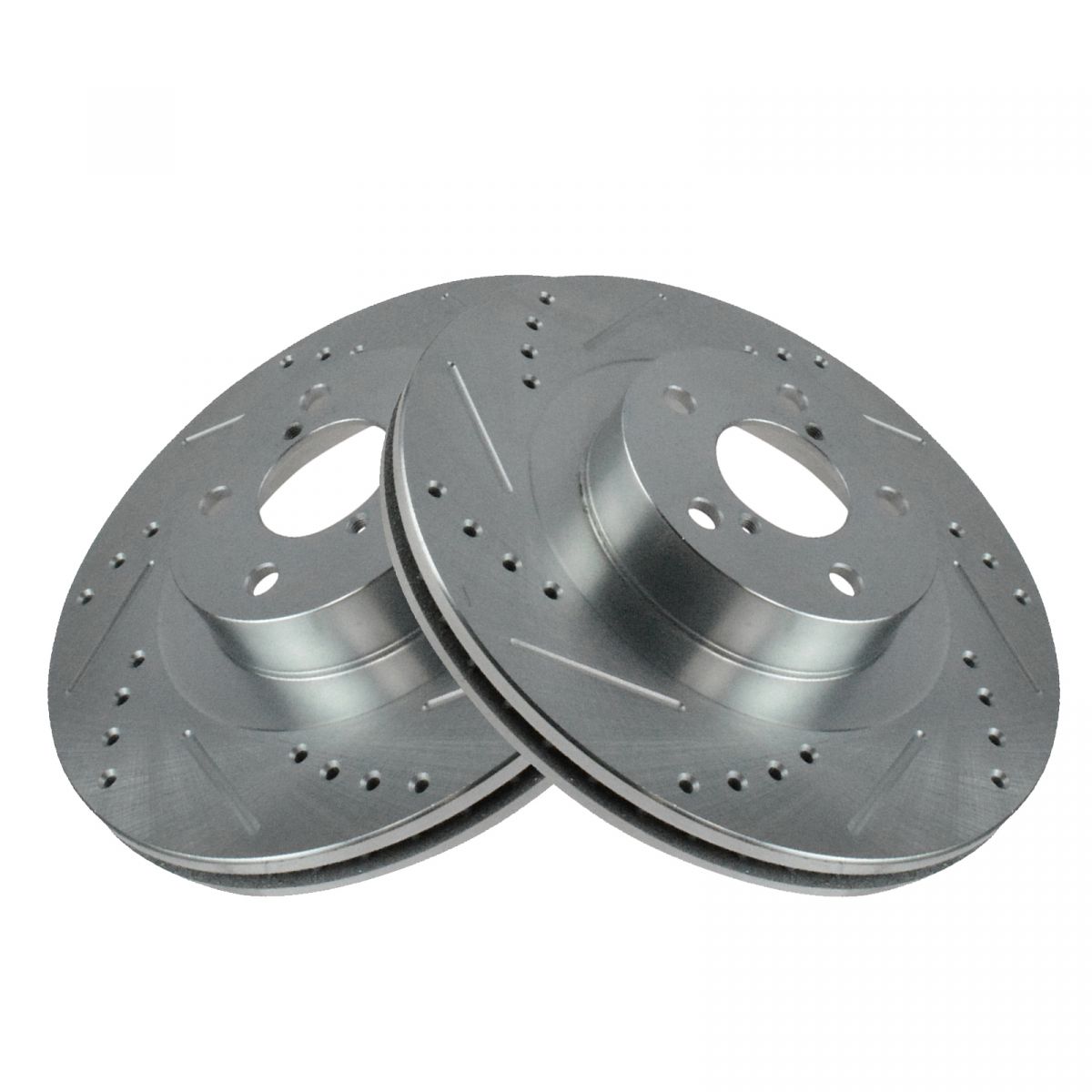 Performance Drilled & Slotted Front & Rear Zinc Coated Brake Rotor Set 