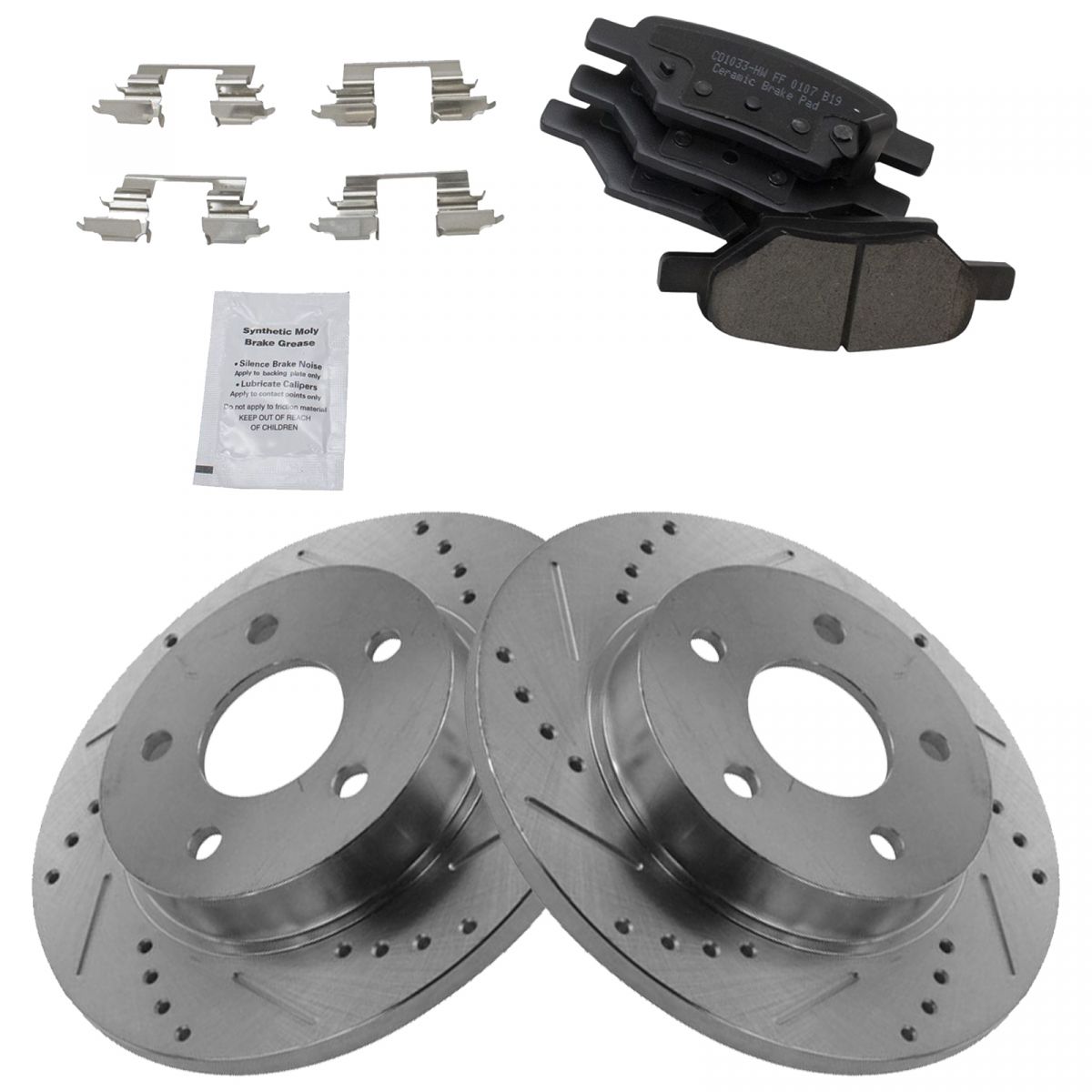 Rear Drilled & Slotted Brake Rotors & Ceramic Pads For Hyundai Tiburon Elantra