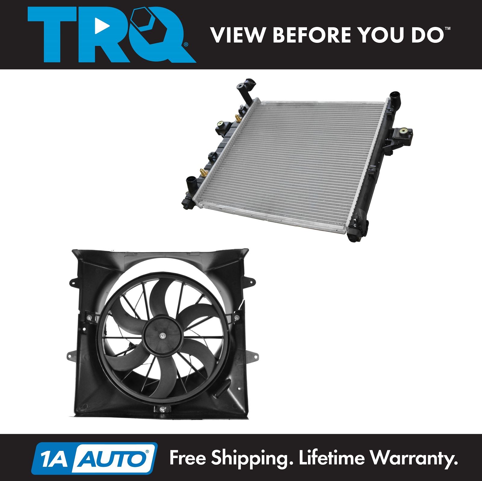 motor /& shroud Radiator Cooling Fan For 99-2003 Jeep Grand Cherokee w// blade