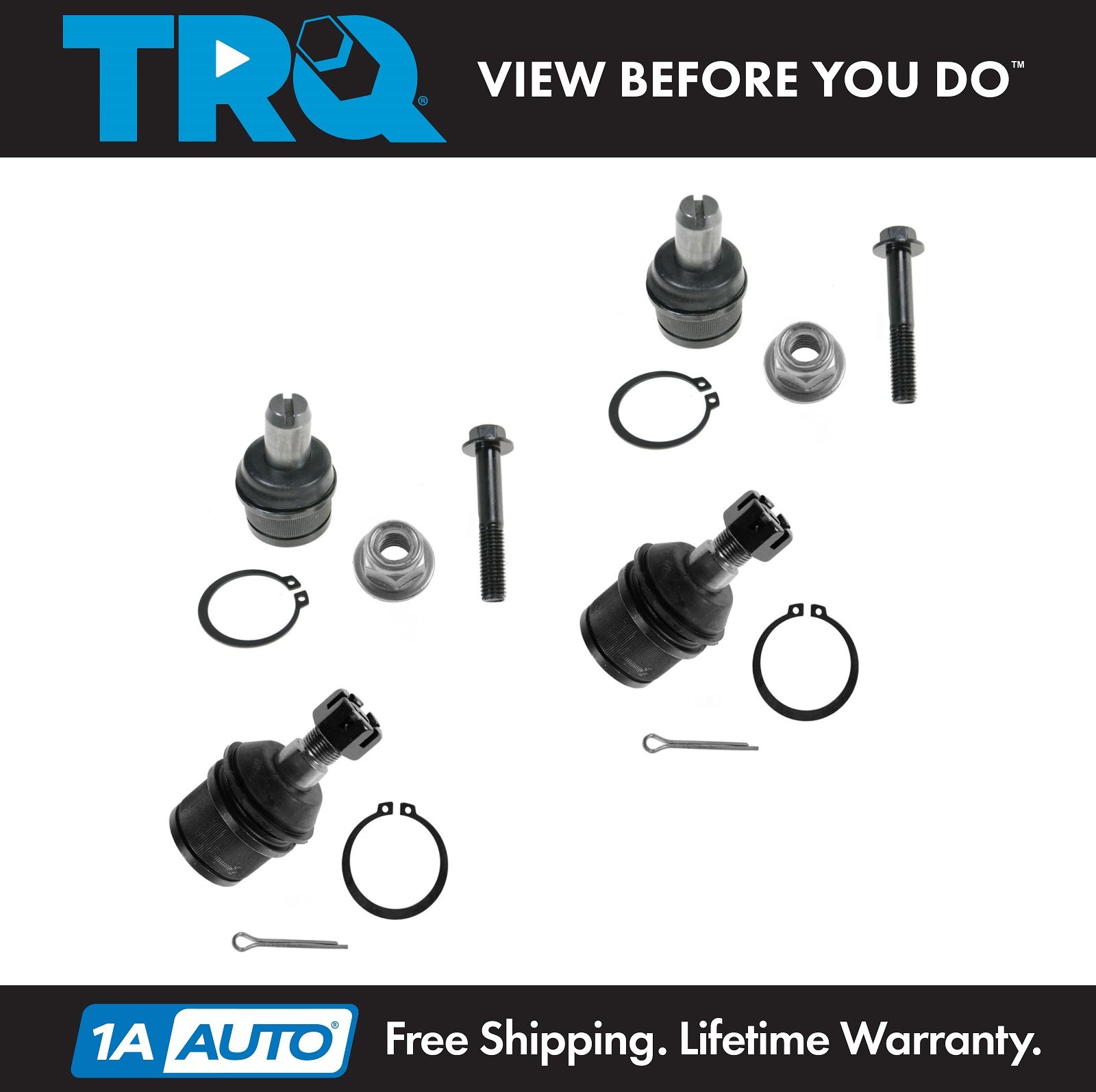 TRQ Ball Joint Front Upper & Lower Kit Set of 4 for Ford F250 F350 2WD