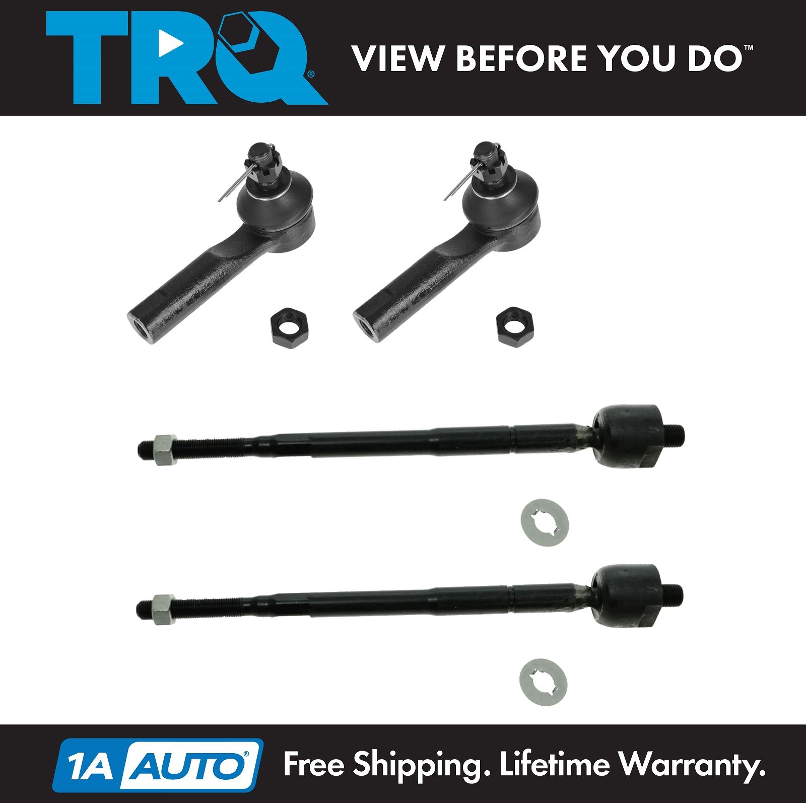 TRQ Tie Rod Ends Front Inner Outer Driver & Passenger Set of 4 for
