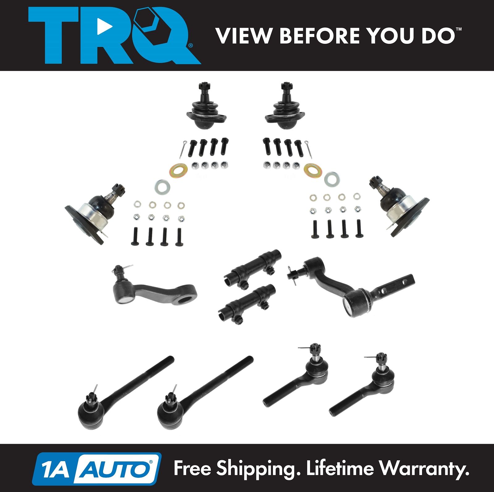 PartsW 14 Piece Suspension Steering Kit for CHEVROLET GMC ISUZU OLDSMOBILE Inner /& Outer Tie Rod Ends Idler /& Pitman Arm Upper /& Lower Ball Joints Sway Bar Link Adjusting Sleeves