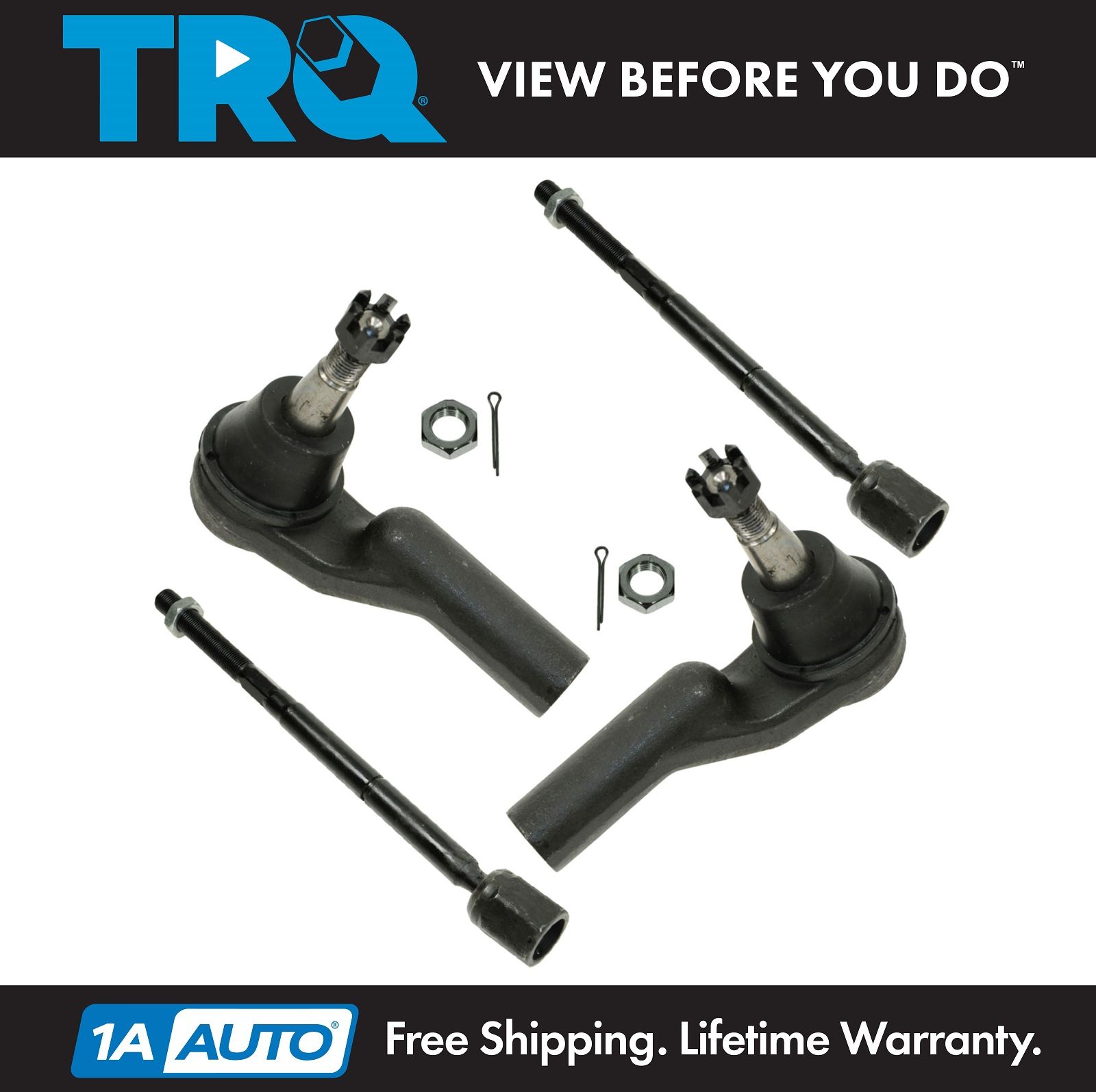 TRQ 4 Piece Kit Inner Outer Tie Rod End LH RH Set for 9502 Lincoln